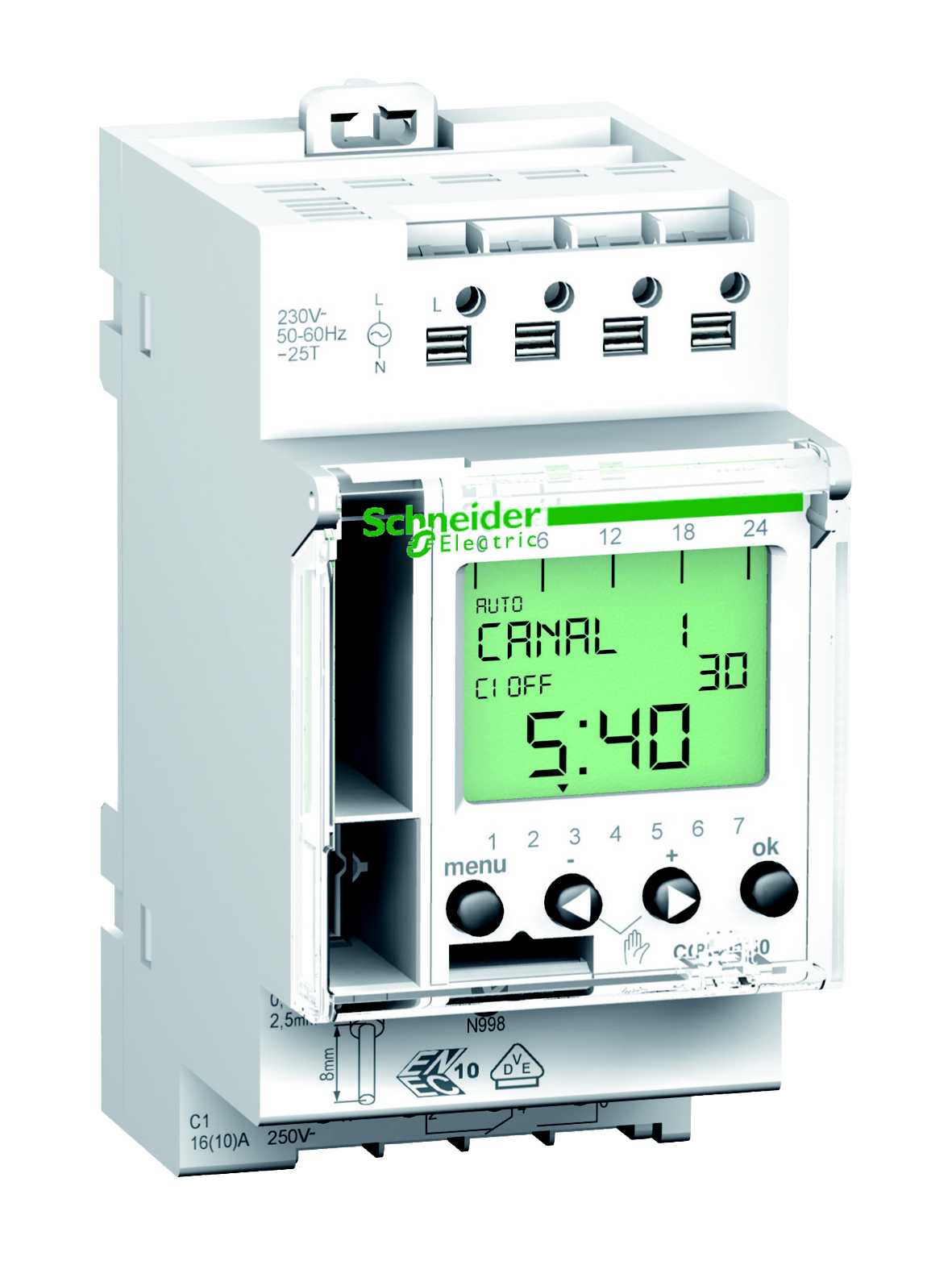 Schneider Electric - Acti 9 - IHP - 1C digitalt koblingsur - 24 timer + 7 dager