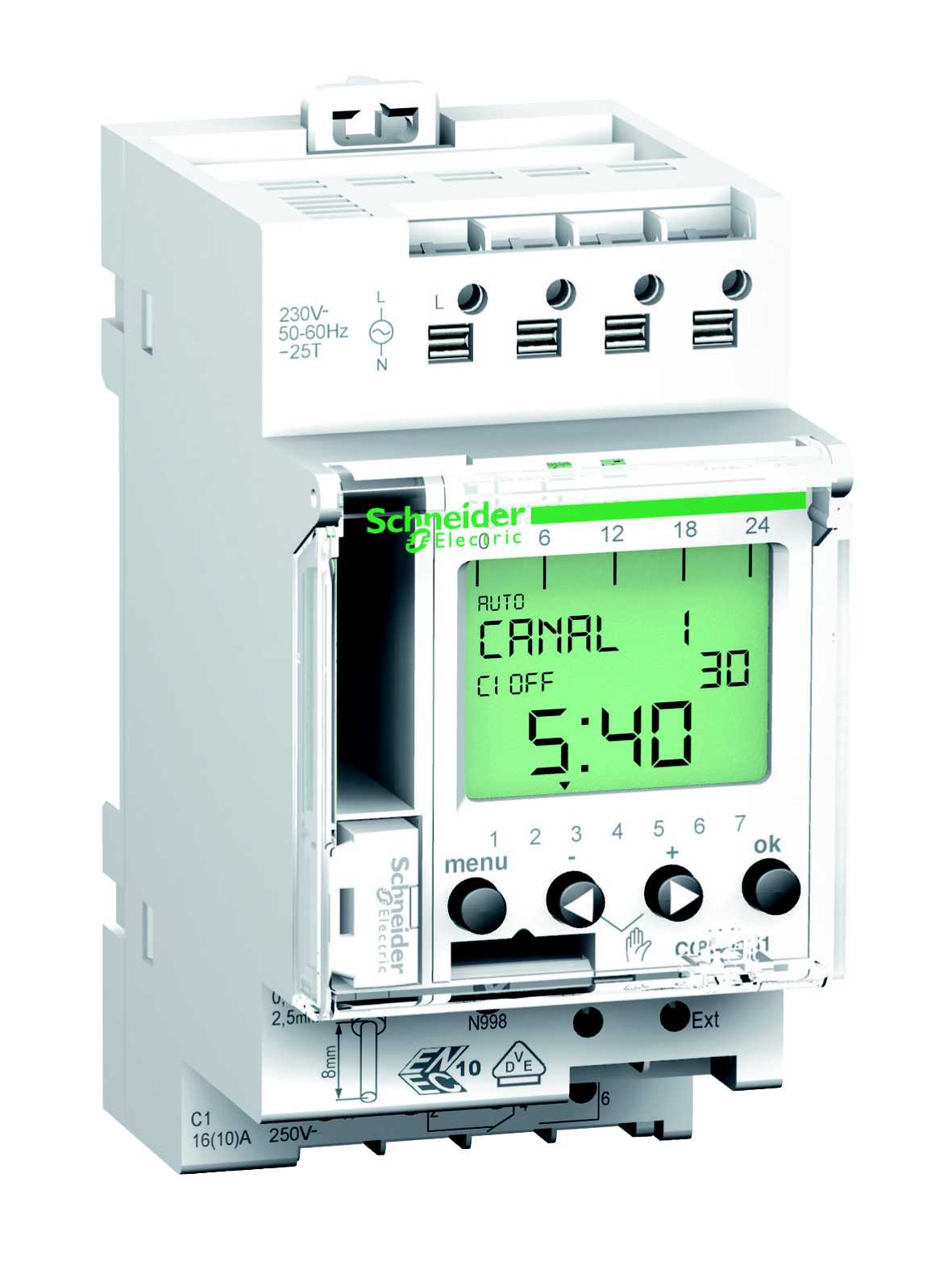 Schneider Electric - Acti 9 - IHP+ - 1C digitalt koblingsur - 24 timer + 7 dager