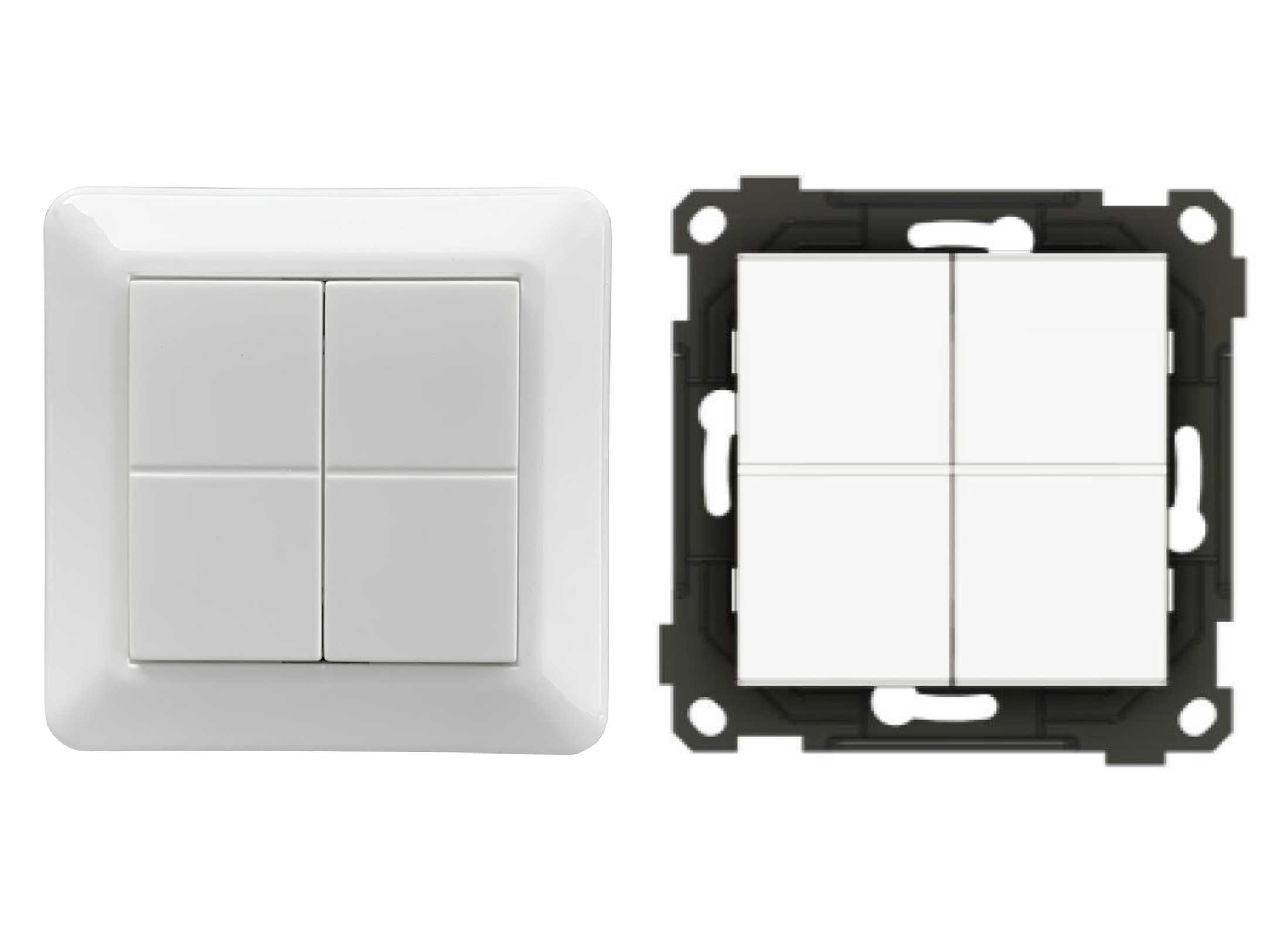 Nortronic - Casambi dobbelbryter 4-kanal Batteriløs bryter, polarhvit