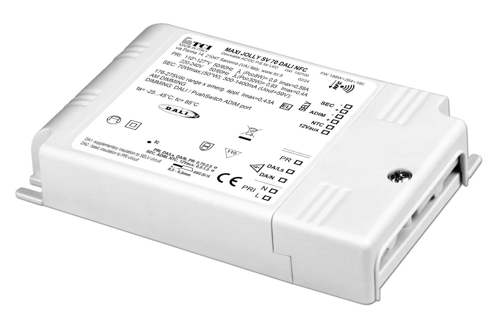 Nortronic - LED driver 300-1400mA 70W NFC DALI-2/Impuls/0/1-10V