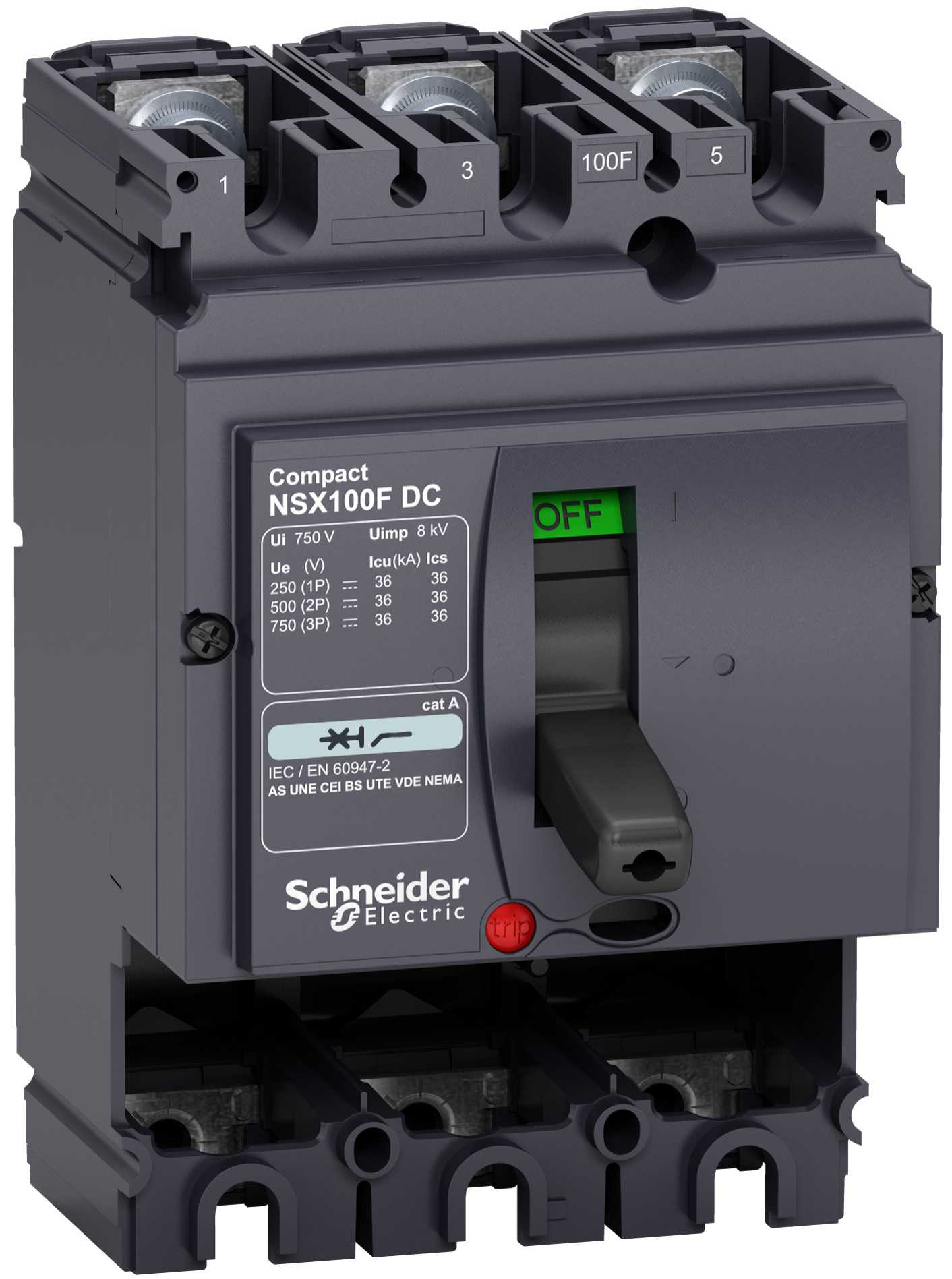 Schneider Electric - LV438003 NSX100F DC 3P 36kA uten vern