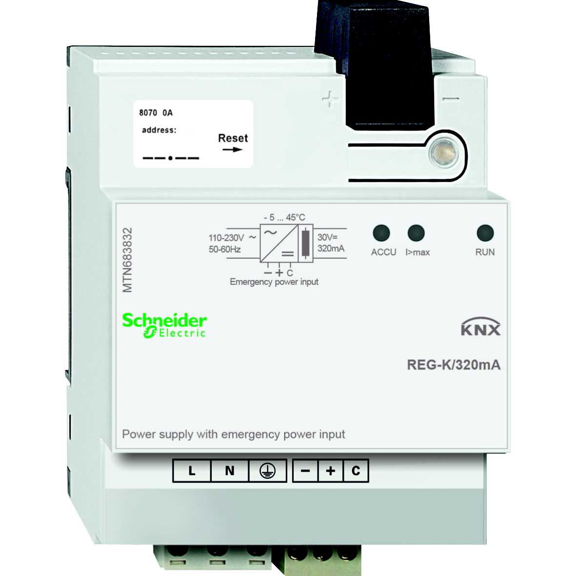 Schneider Electric - MTN683832 KNX strømf 320 m/batt.tilk DIN