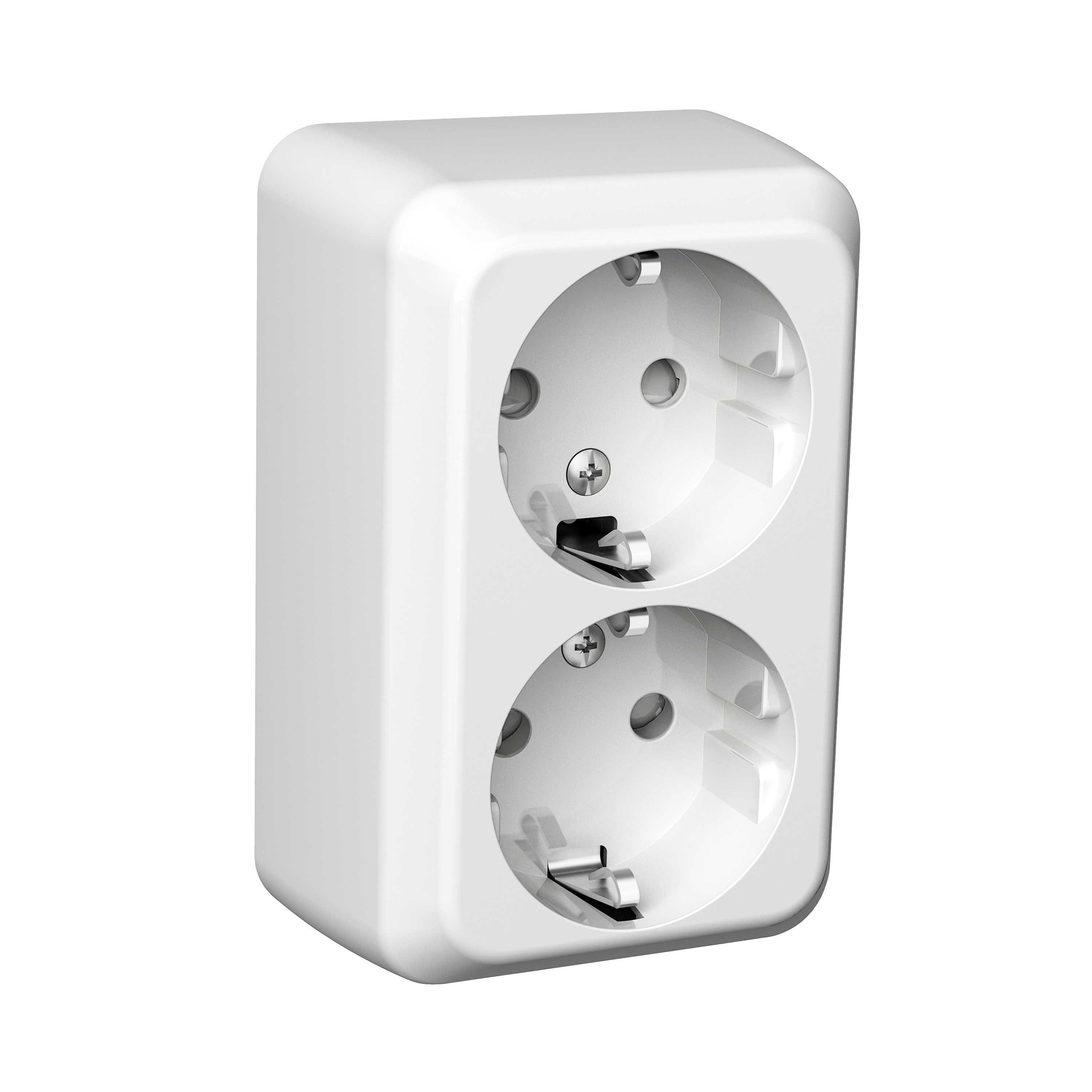 Schneider Electric - Exxact dobbel stikkontakt påvegg, hvit