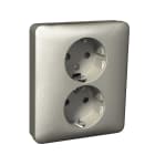 Schneider Electric - Exxact dobbel stikkontakt innfelt for standard enkel veggboks. Metallic