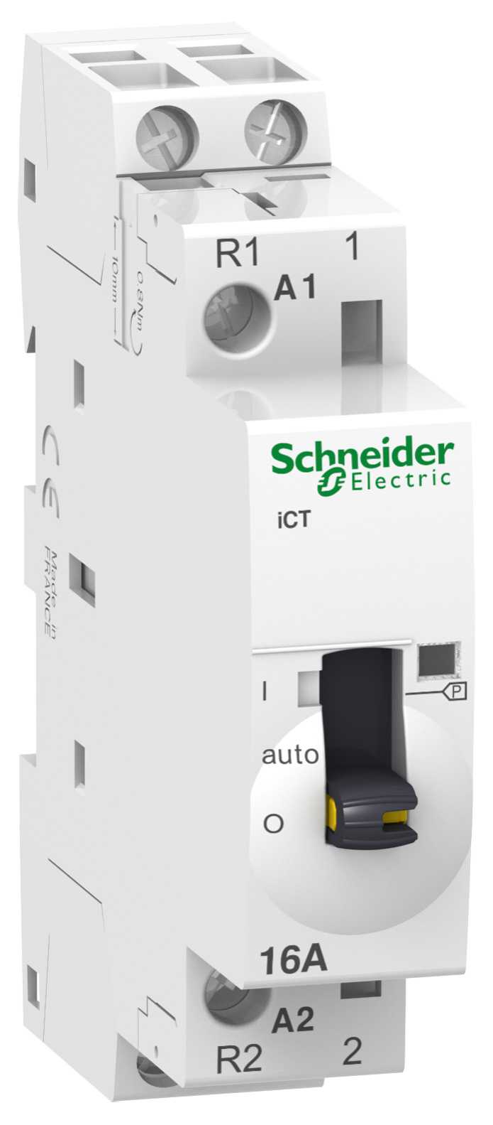 Schneider Electric - iCT - Modulær kontaktor - 16A 1NO 1NC 230...240 V 50 Hz - Manuell velger i front