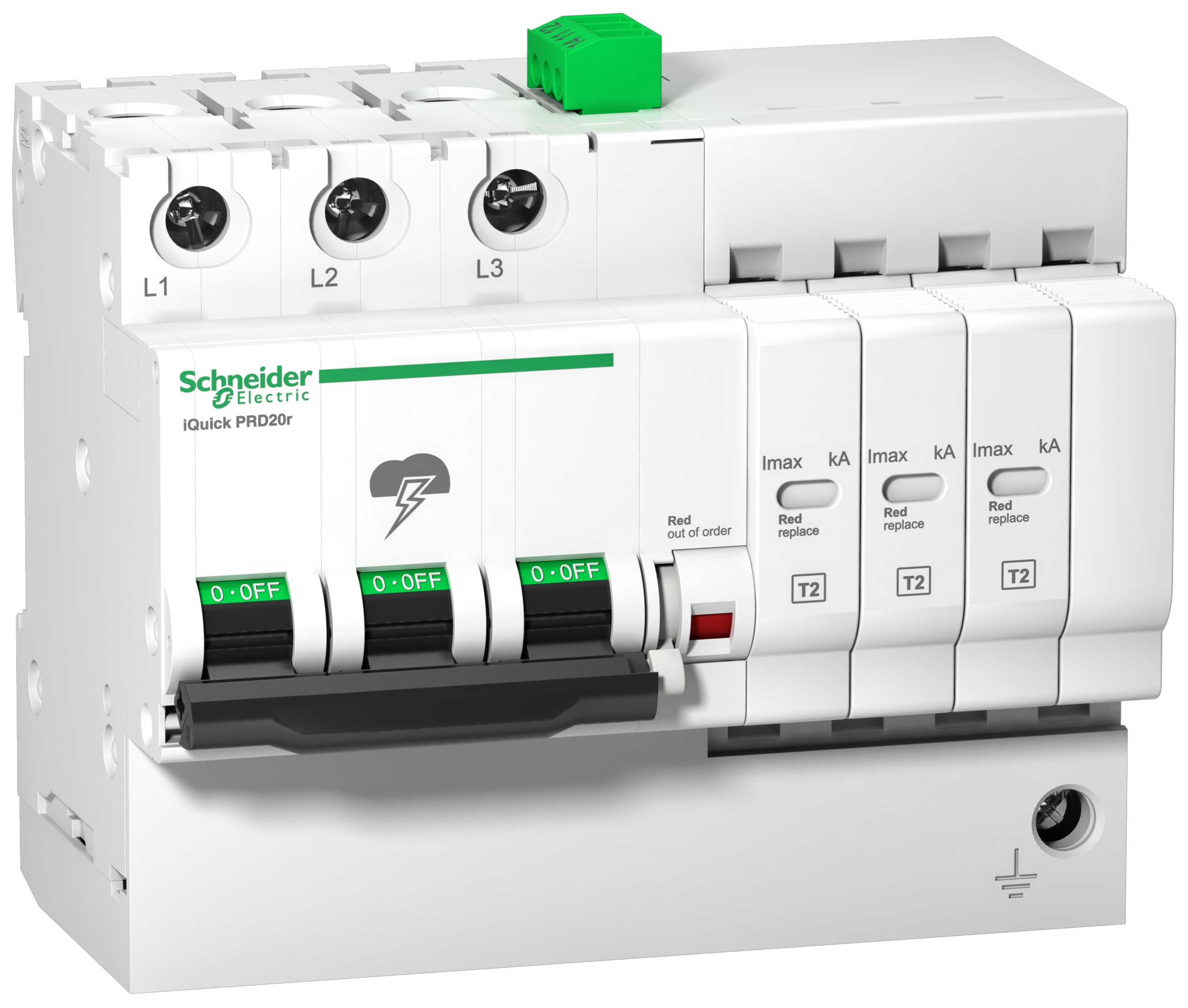 Schneider Electric - PRD40r modulært overspenningsvern - integrert kortslutningsvern -3 poler- 350V - m/feilsignalkontakt