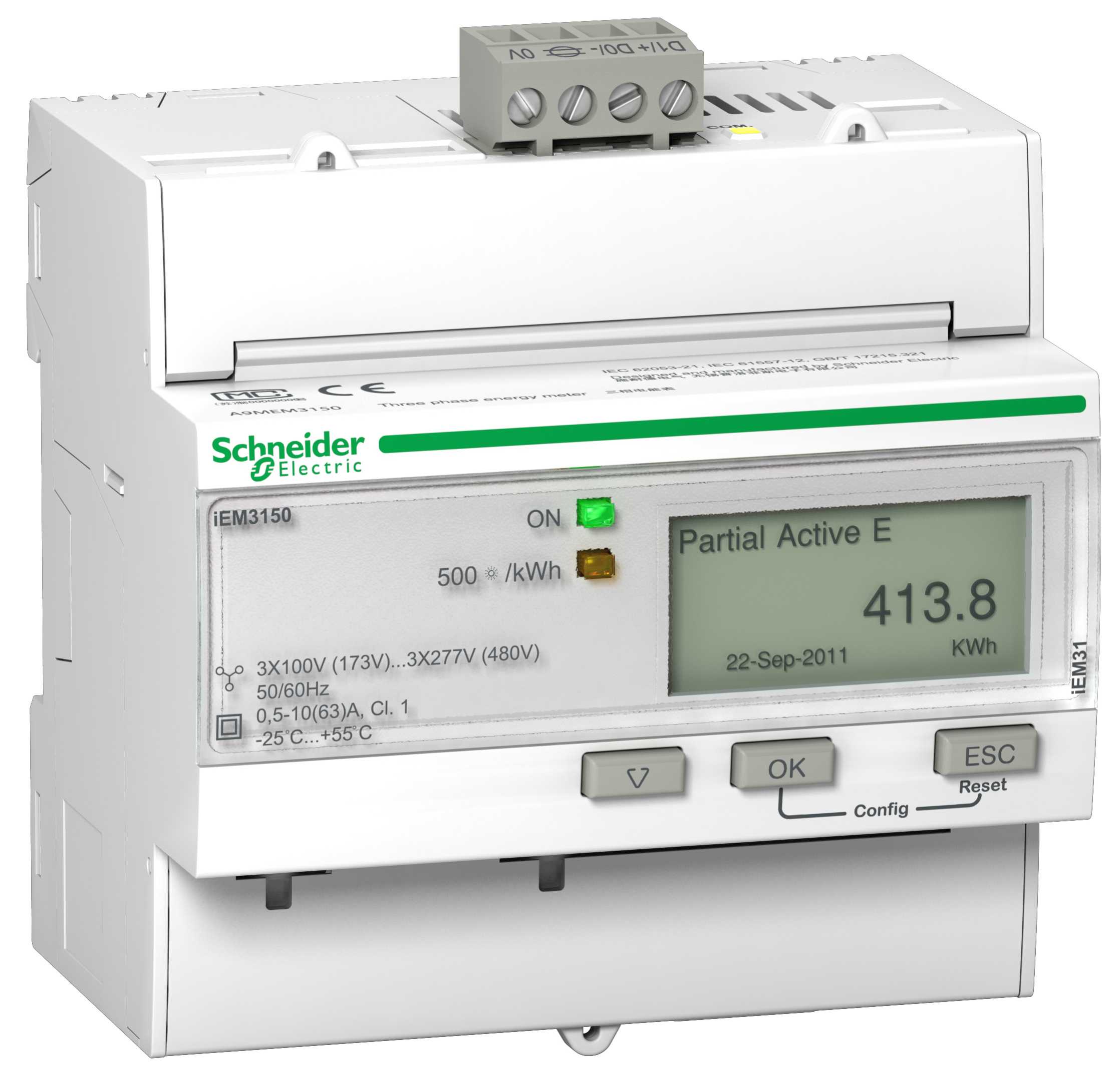 Schneider Electric - iEM3210 kWh f.strømtr.Pulsutg