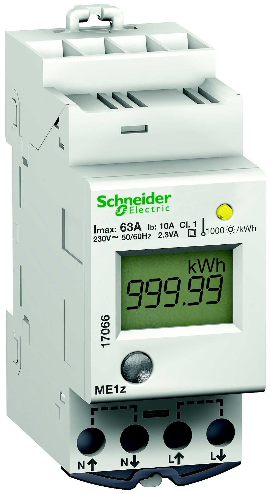 Schneider Electric - A9M17066 iME1z kWh 2p/1p+N m/nullst.