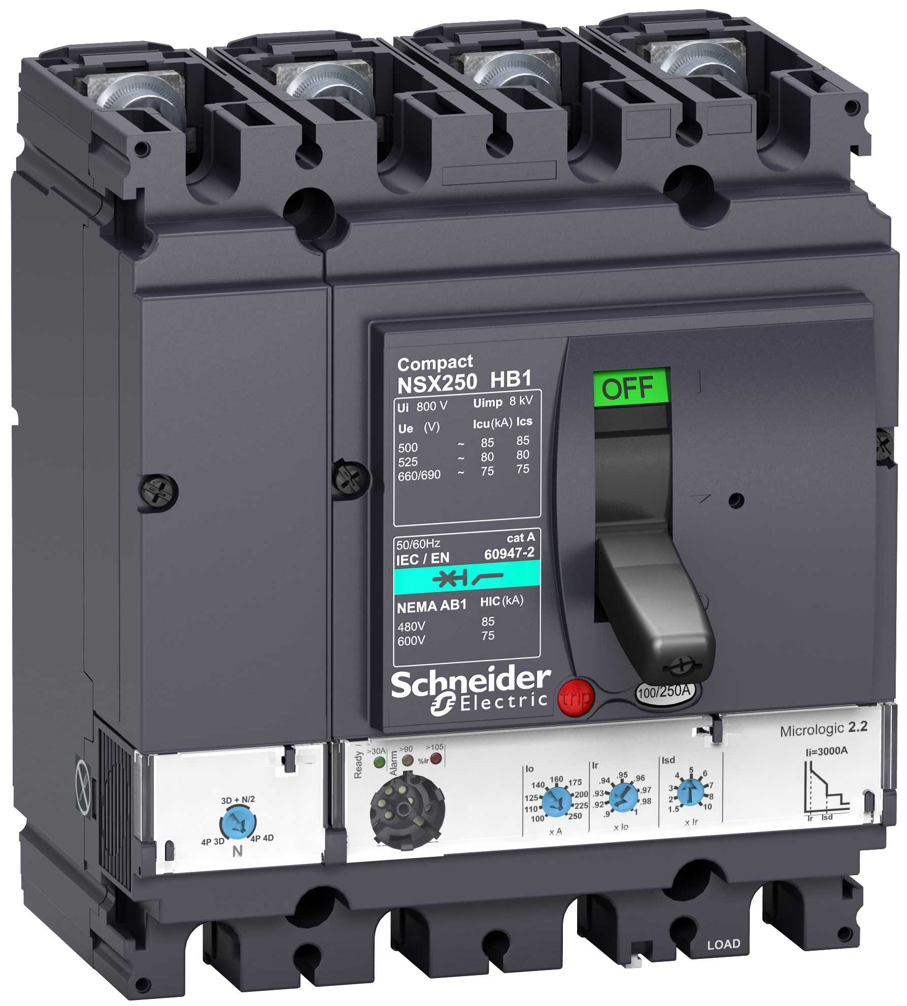 Schneider Electric - LV433545 NSX250HB1 Micrologic2,2 250A4P
