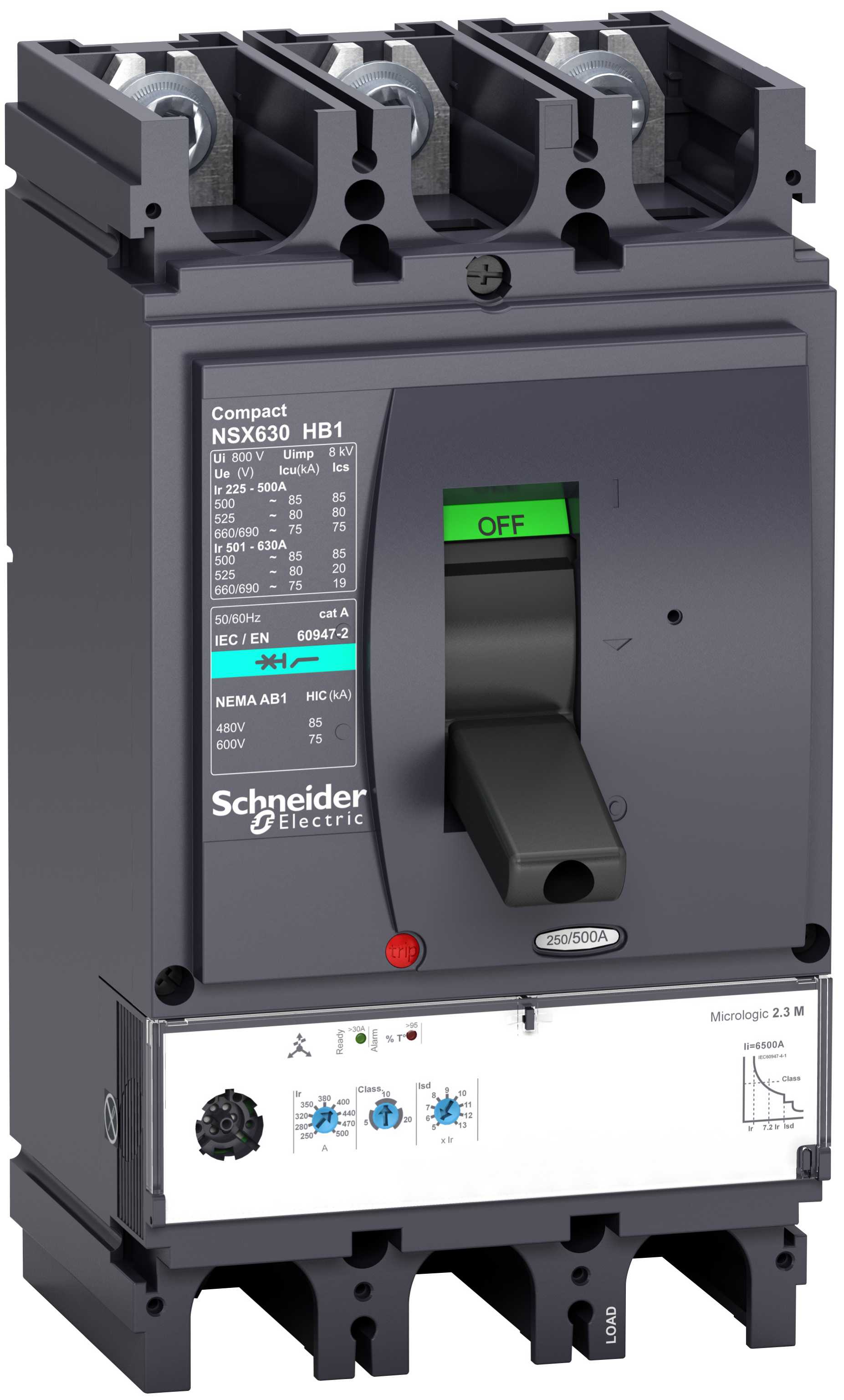 Schneider Electric - LV433723 NSX630HB1 M.logic 2,3M 500A 3P