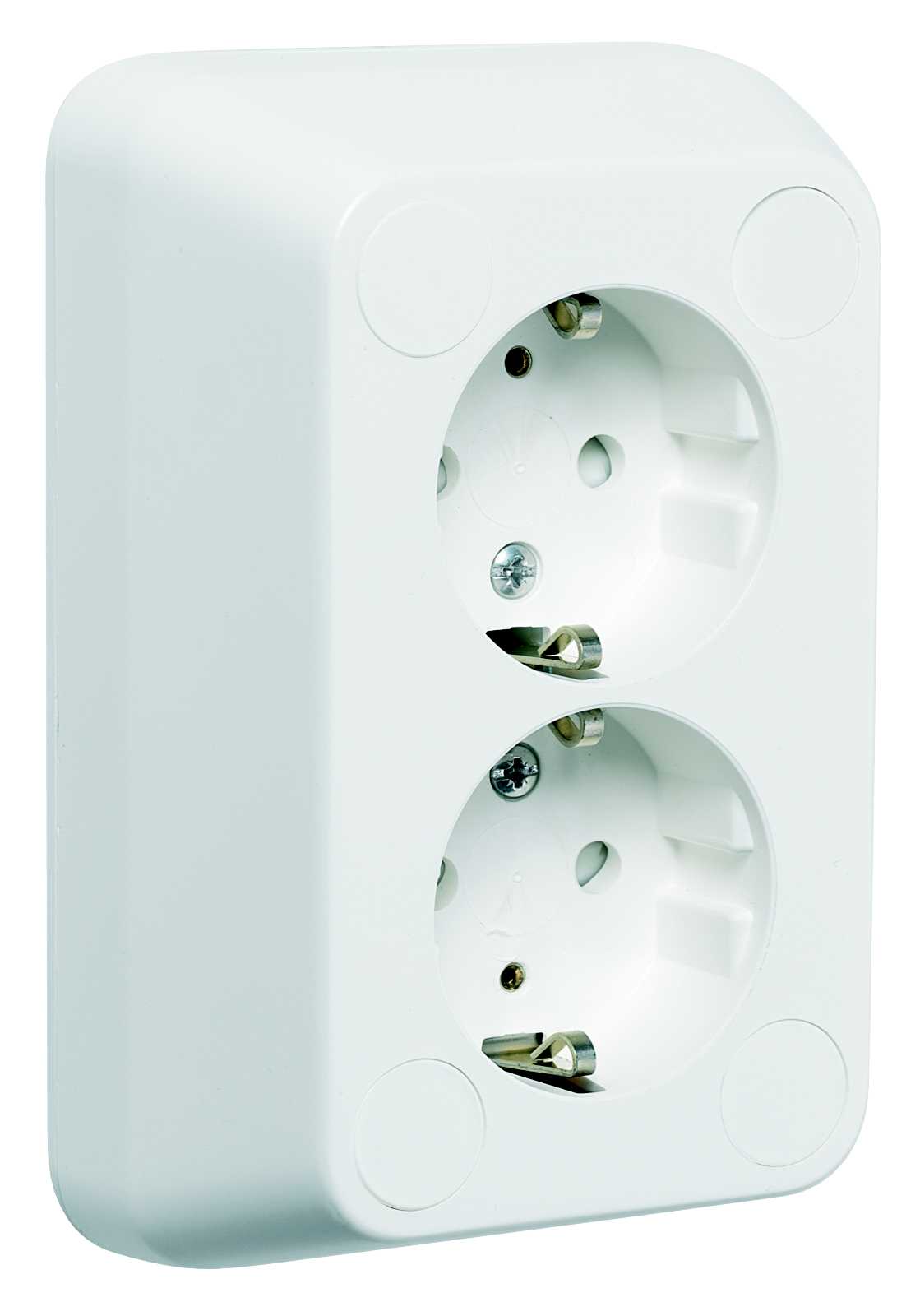 Schneider Electric - Robust - dobbel stikk med barnevern og jord - Påvegg - Hvit