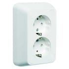 Schneider Electric - Robust - dobbel stikk med barnevern og jord - Påvegg - Hvit