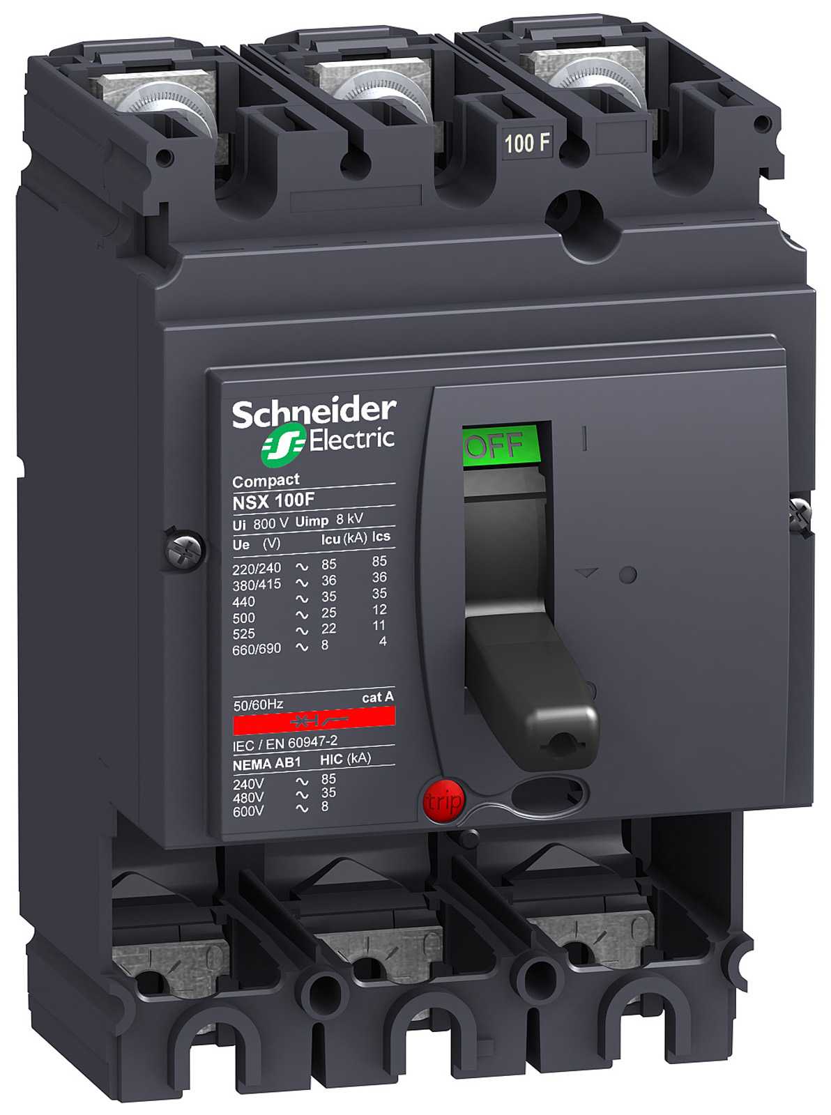 Schneider Electric - Effektbryter bryterbase Compact NSX100H 3P uten Vern