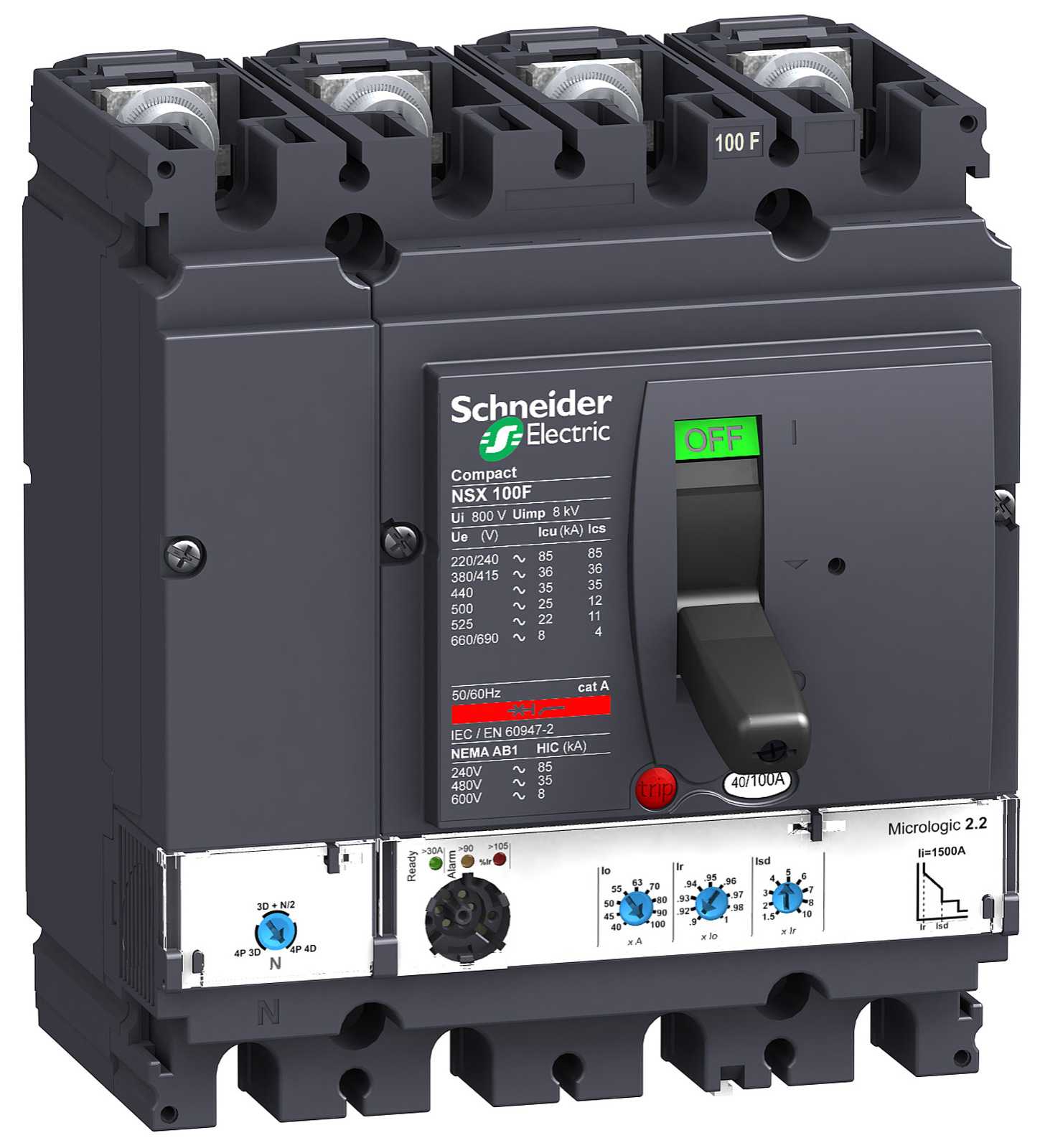 Schneider Electric - LV429785 NSX100B M.LOGIC 100A  4 POLT M/VERN NSX 25KA