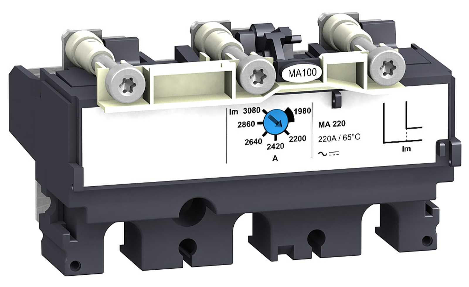 Schneider Electric - Kortsluttningsvern for Compact NSX effektbryter, MA220 3P3T