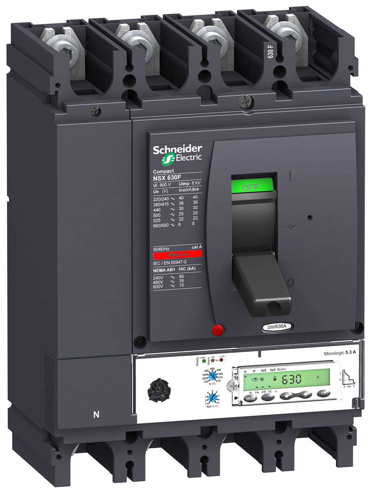 Schneider Electric - LV432900 NSX630N M.logic 5,3 A 630A 4P