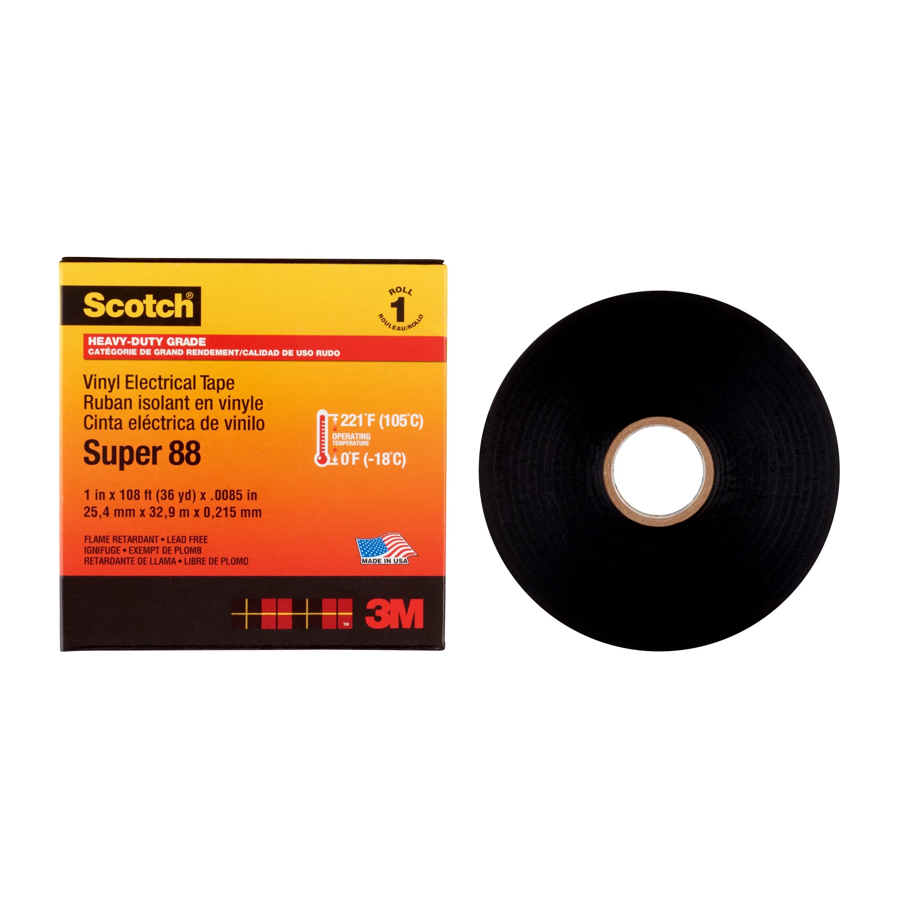 Scotch - 3M Scotch® Super 88 helårs isolasjonstape, kraftig sort vinyl