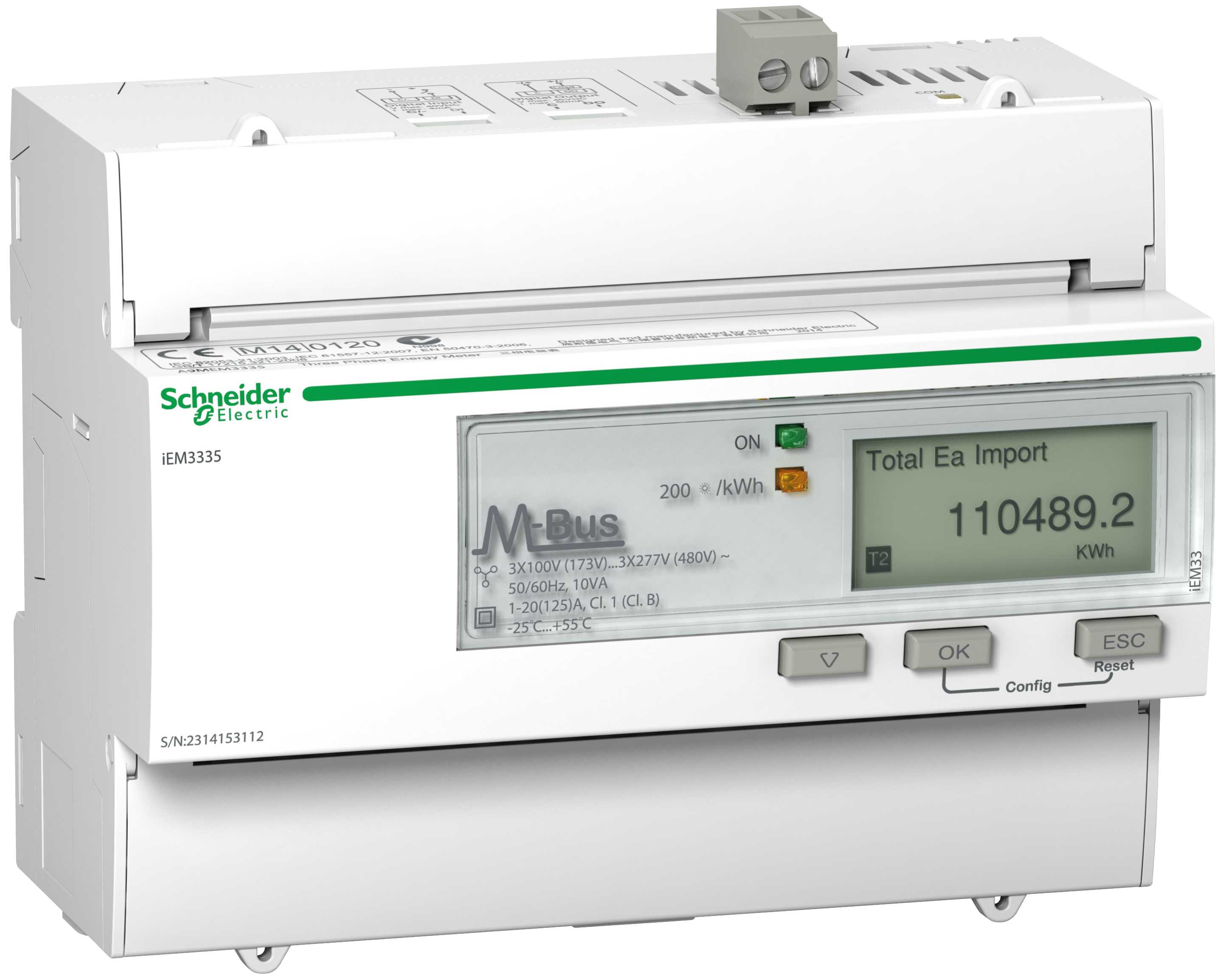 Schneider Electric - A9MEM3335 iEM3335 kWh 125A M-bus MID