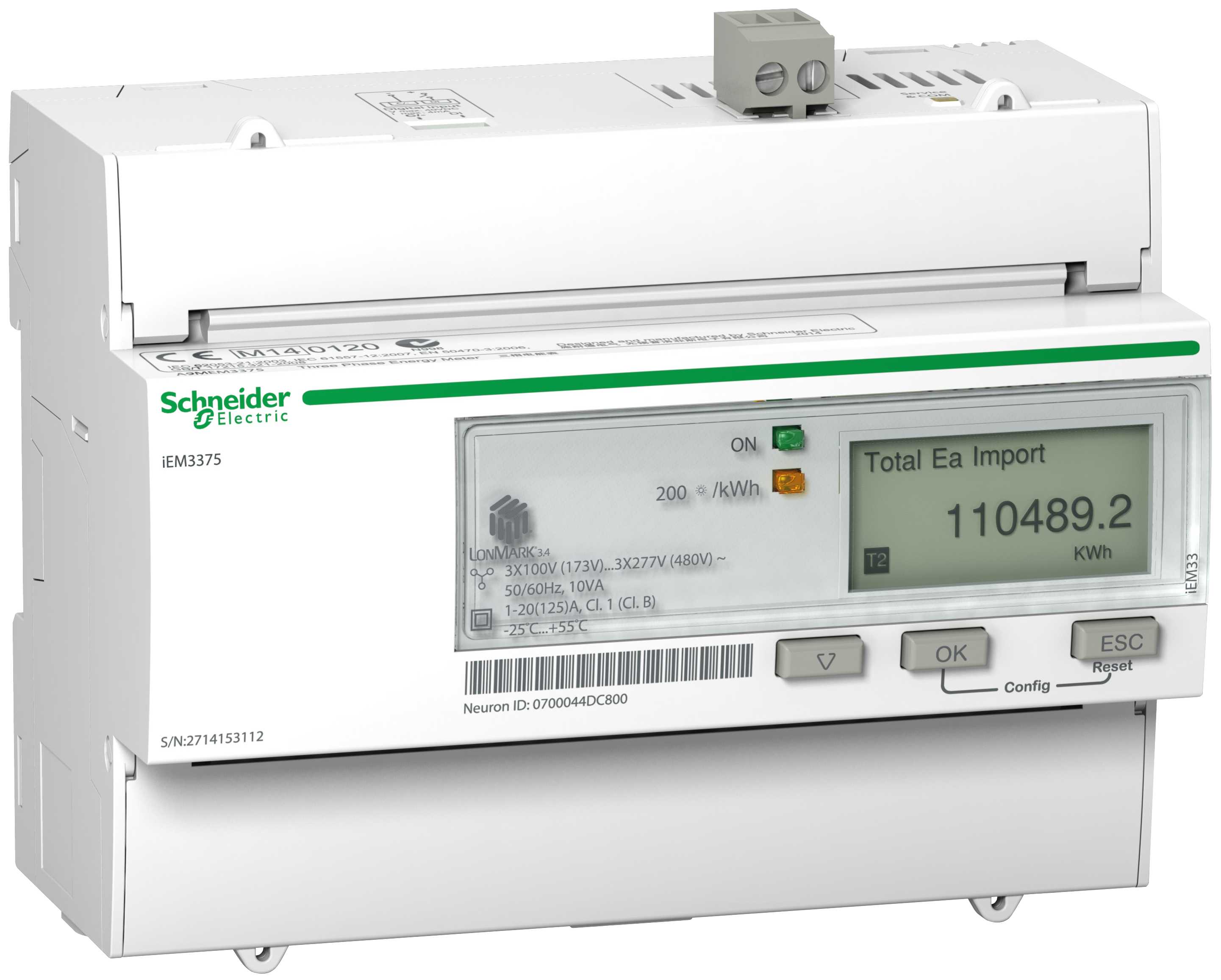 Schneider Electric - A9MEM3375 iEM3375 kWh 125A LON MID