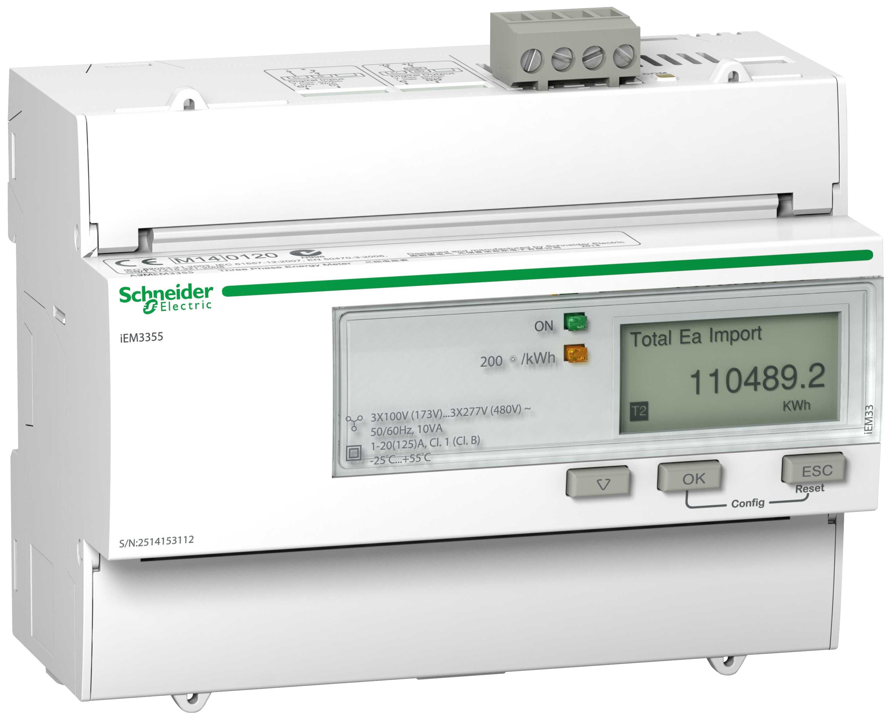 Schneider Electric - A9MEM3355 iEM3355 kWh 125A Modbus MID