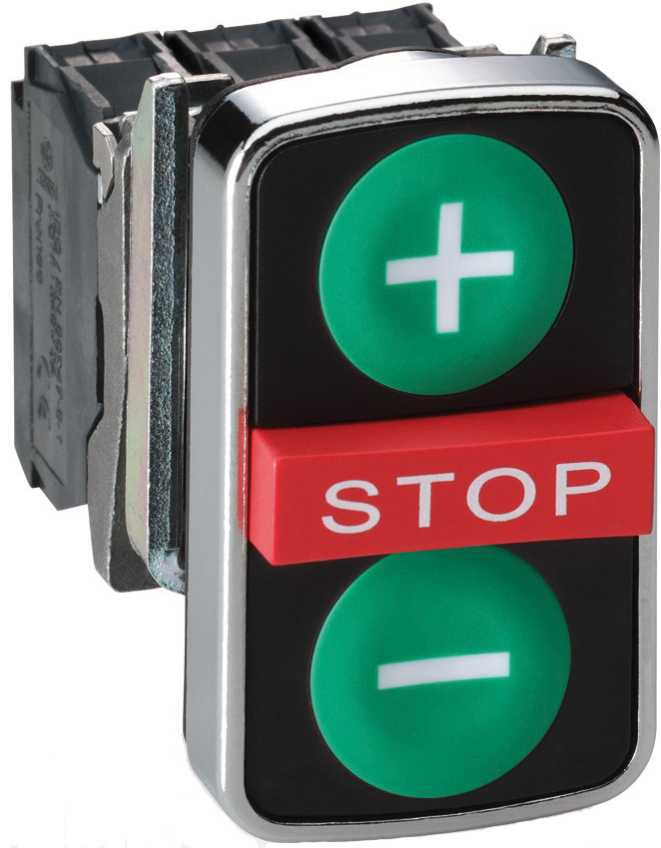 Schneider Electric - ZB4BA73135 Trippel.tr.kn +, - og STOP