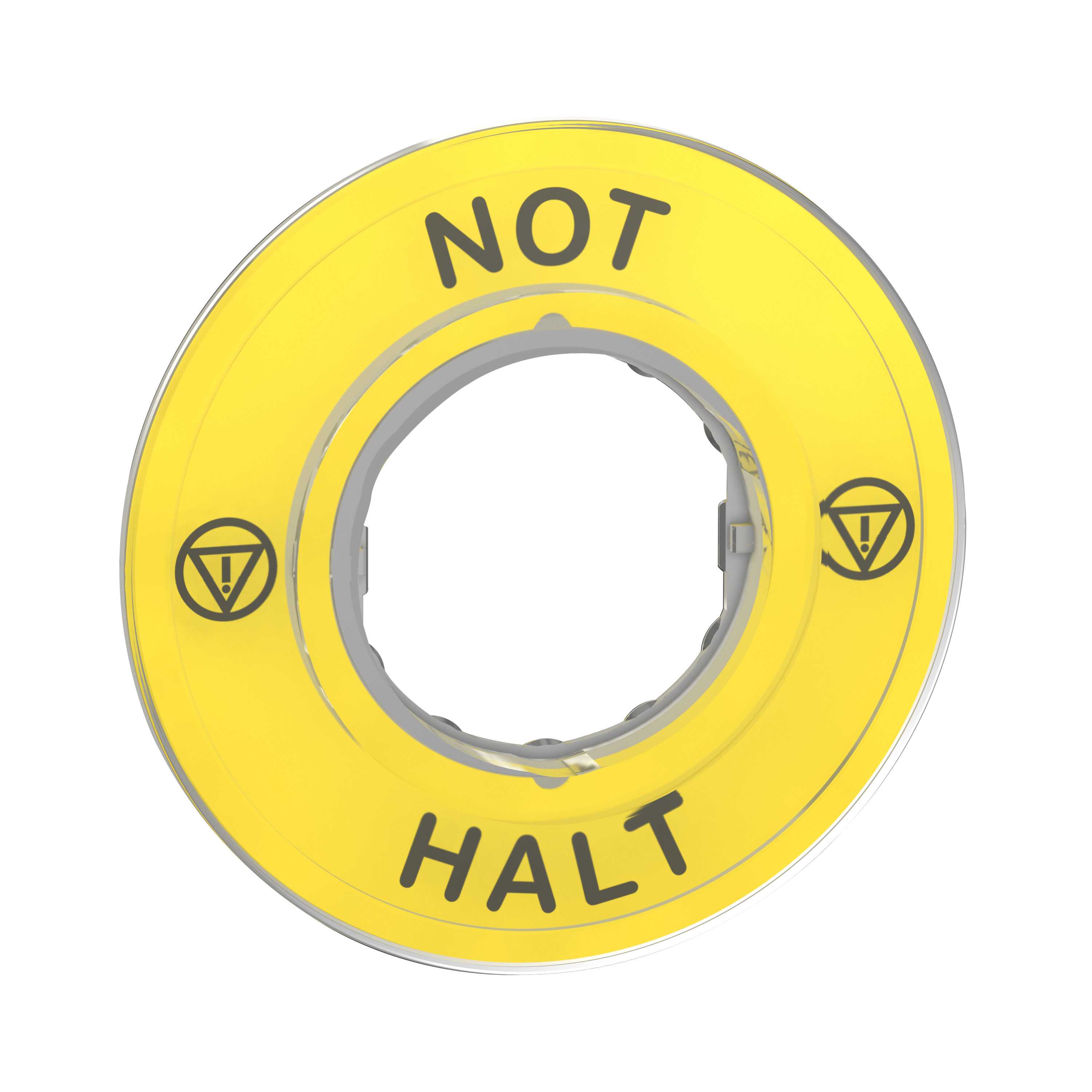 Schneider Electric - Nødstoppskilt Ø60 mm i gul farge med 3D design og merket ''NOT-HALT''