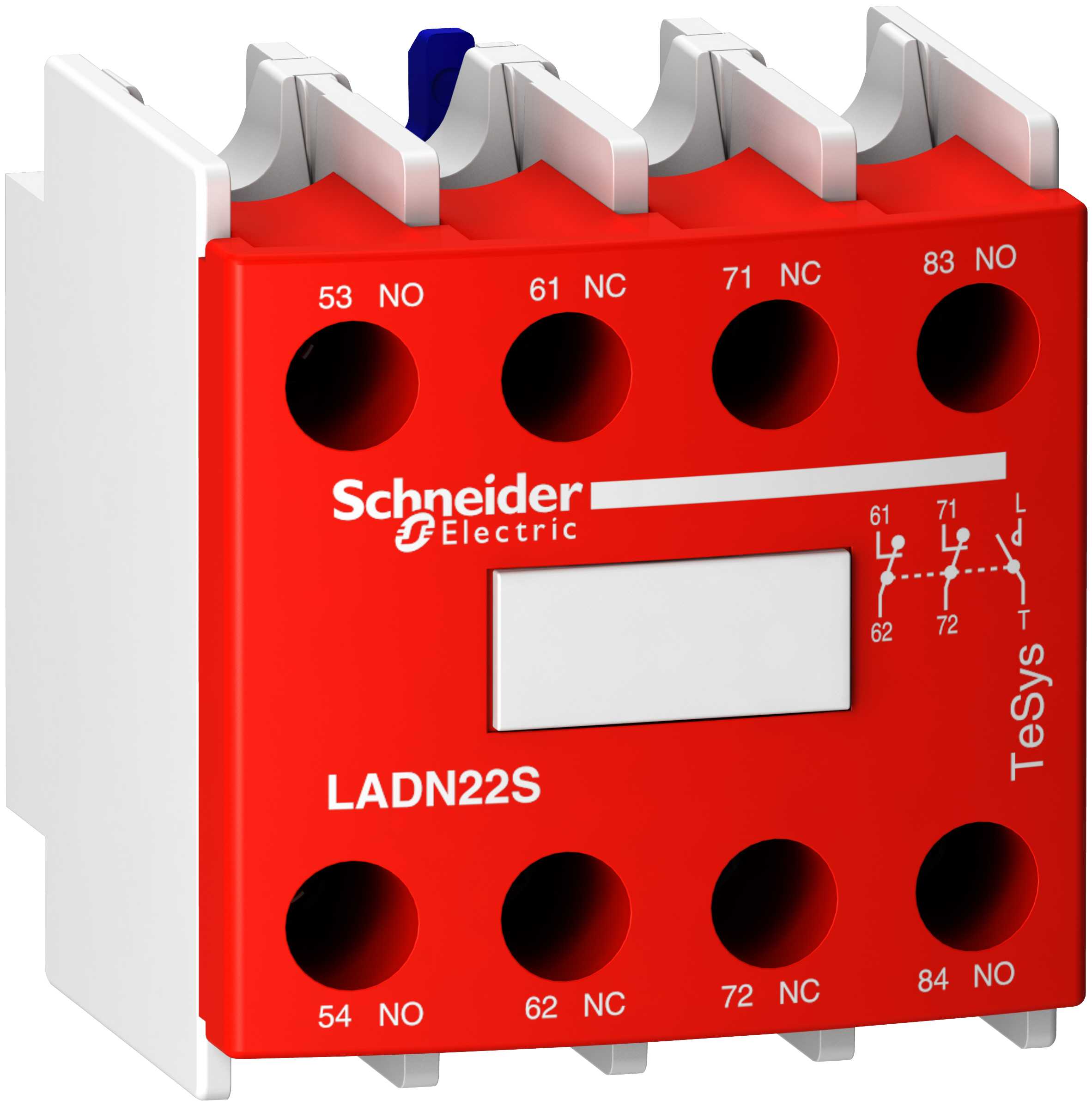 Schneider Electric - Rød sikkerhets hjelpeblokk 2NO/2NC for Tesys D