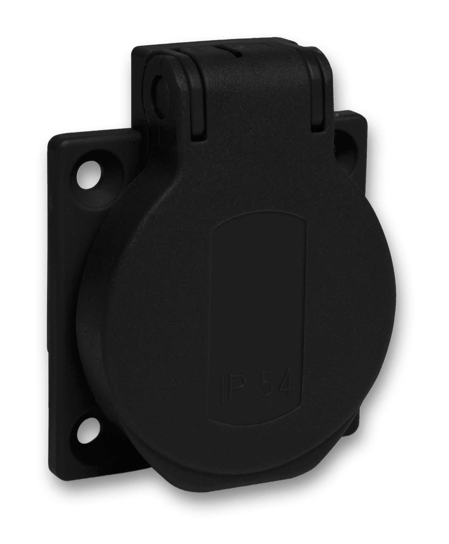 Schneider Electric - PratiKa stikkontakt - sort - 2P + E - 10/16 A - 250 V - IP54 - plan - side
