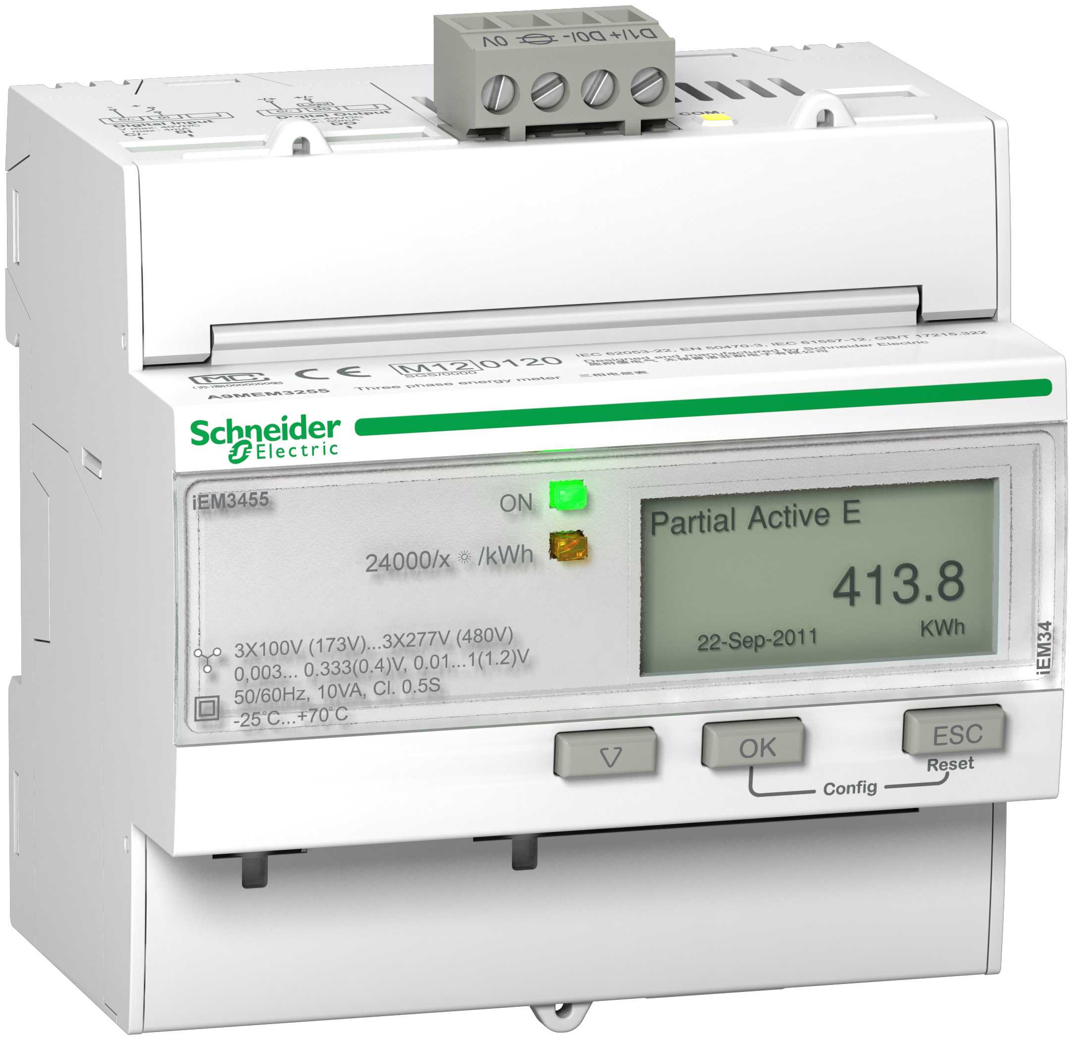Schneider Electric - iEM3555 energimåler - BacNet - 1 DI - 1 DO - multi-tariff - Rogowski-spole