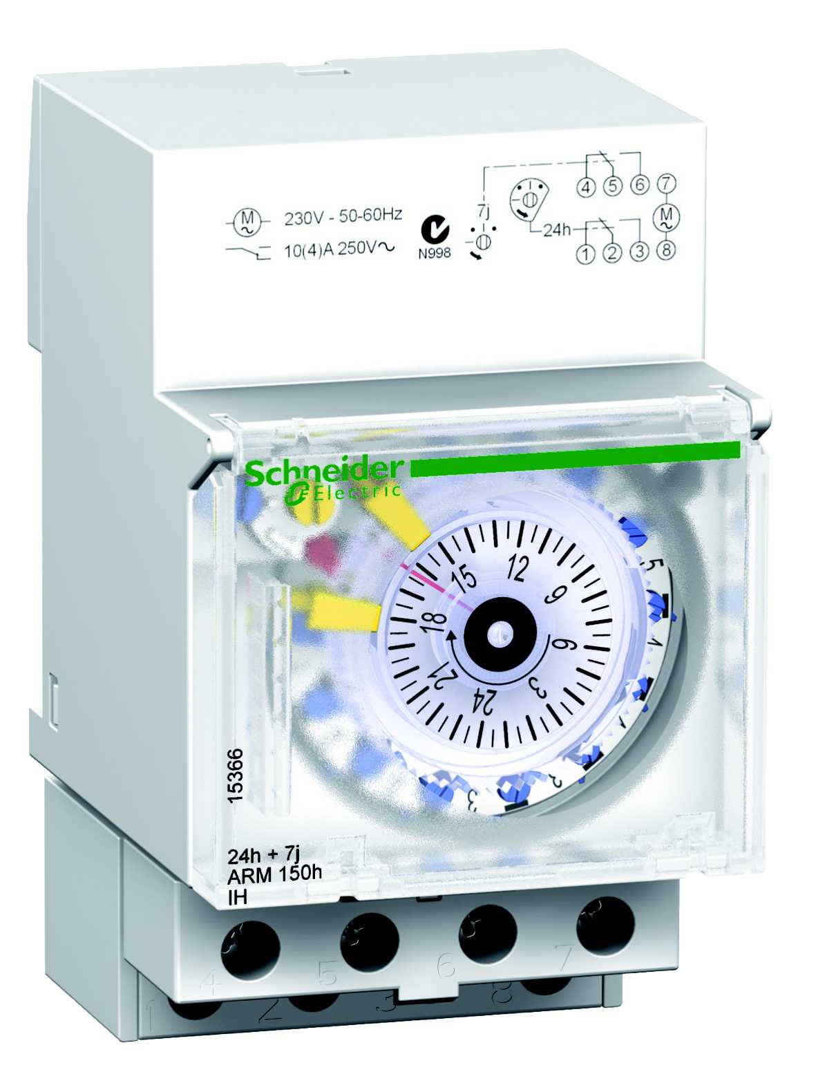 Schneider Electric - Acti 9 - IH - mekanisk koblingsur - 24 timer + 7 dager - 150 t minne