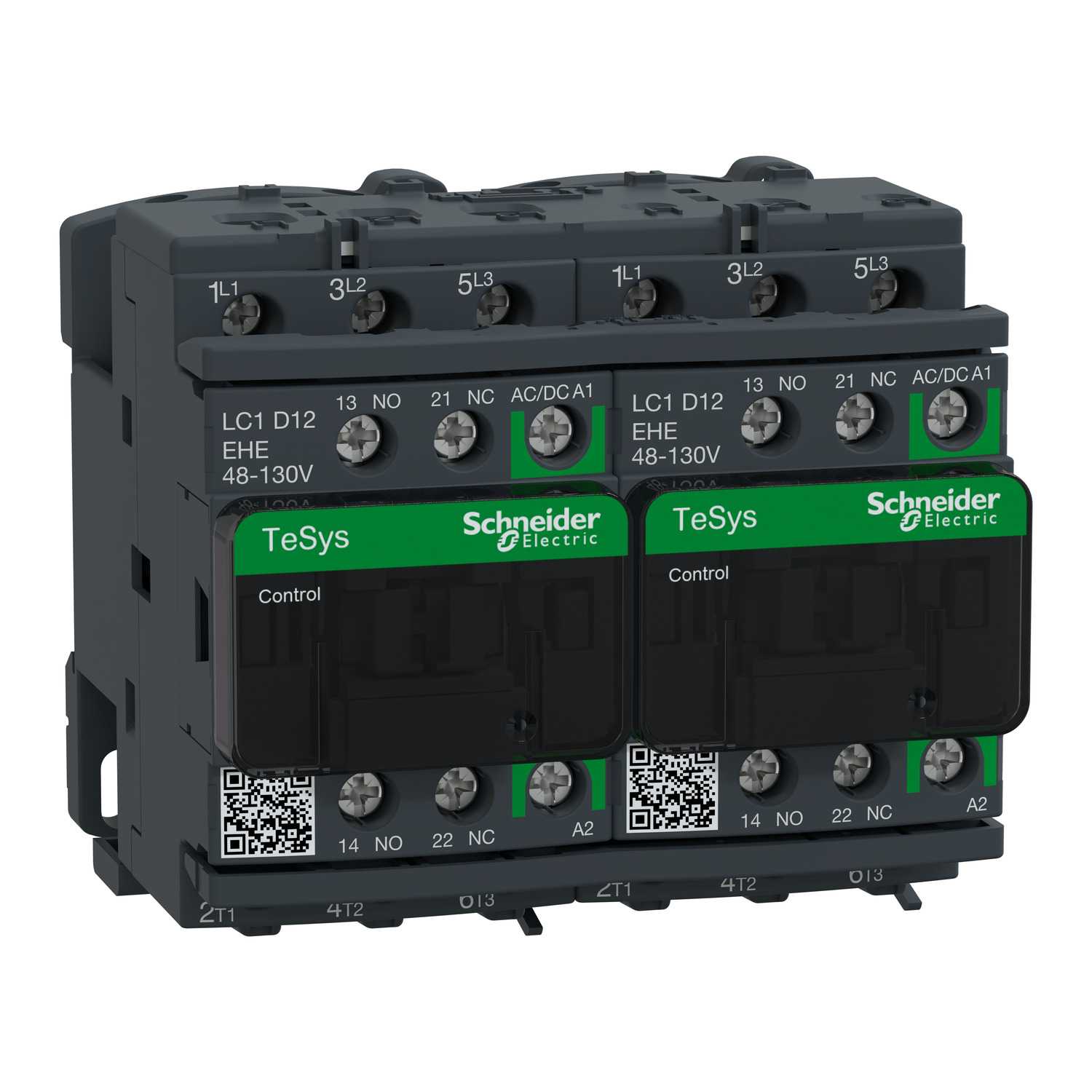 Schneider Electric - TeSys D reversing kontaktor - 3P - <= 440 V - 12 A AC-3 - 48...130 V AC/DC spole
