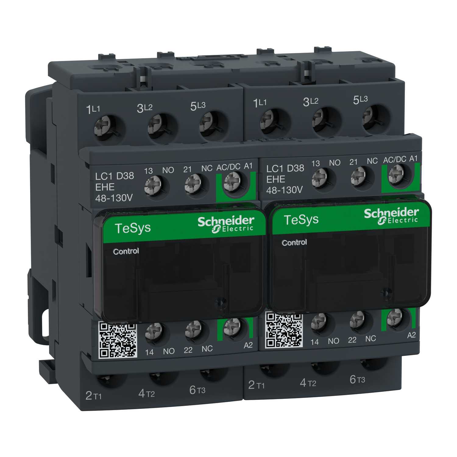 Schneider Electric - TeSys D reversing kontaktor - 3P - <= 440 V - 38 A AC-3 - 48...130 V AC/DC spole