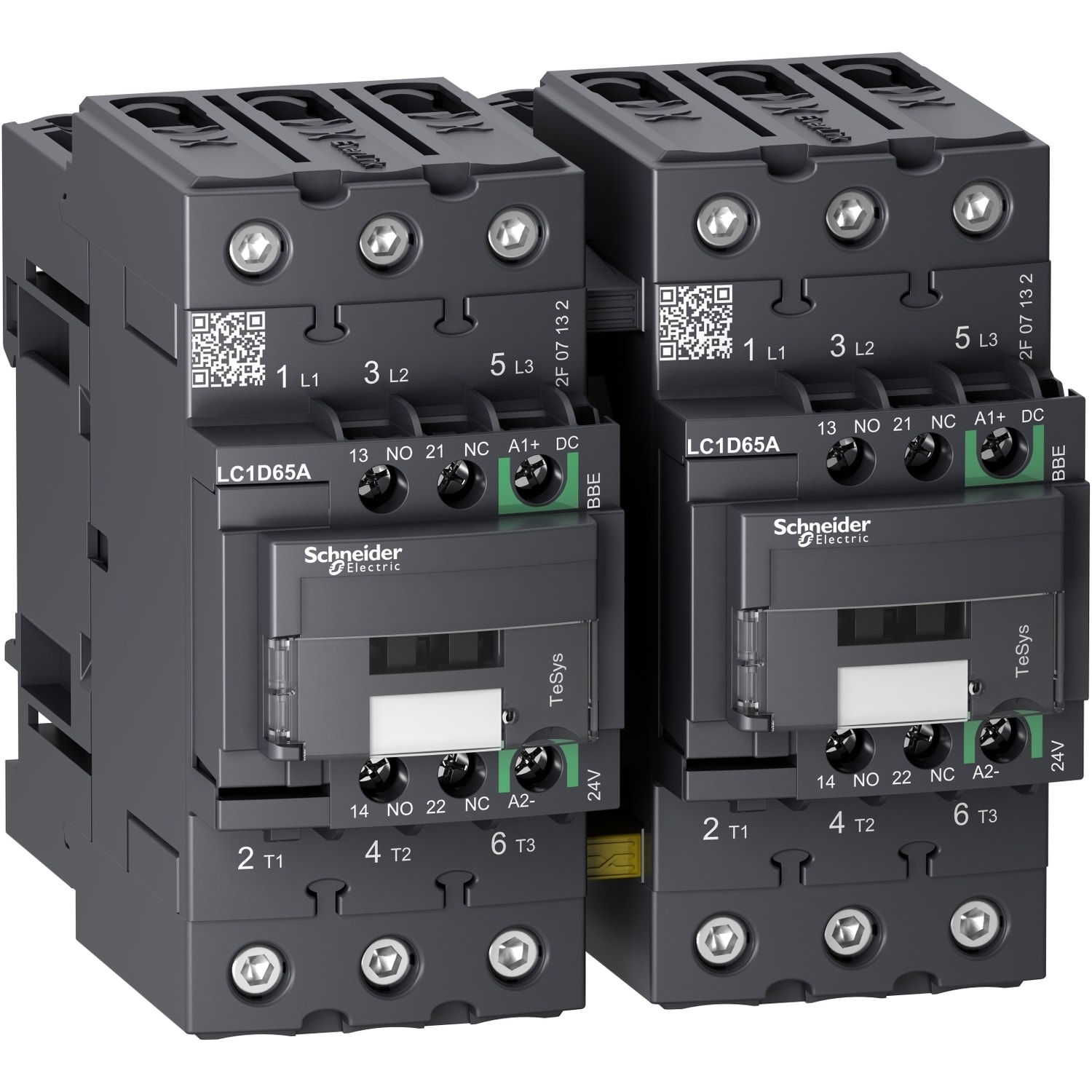 Schneider Electric - TeSys D reversing kontaktor - 3P - <= 440 V - 65 A AC-3 - 24 V DC spole