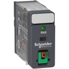 Schneider Electric - RXG pluggrelé med låsbar testknapp og innebygget LED og 1 C/O kontakt på 10A og 24 VAC forsyning