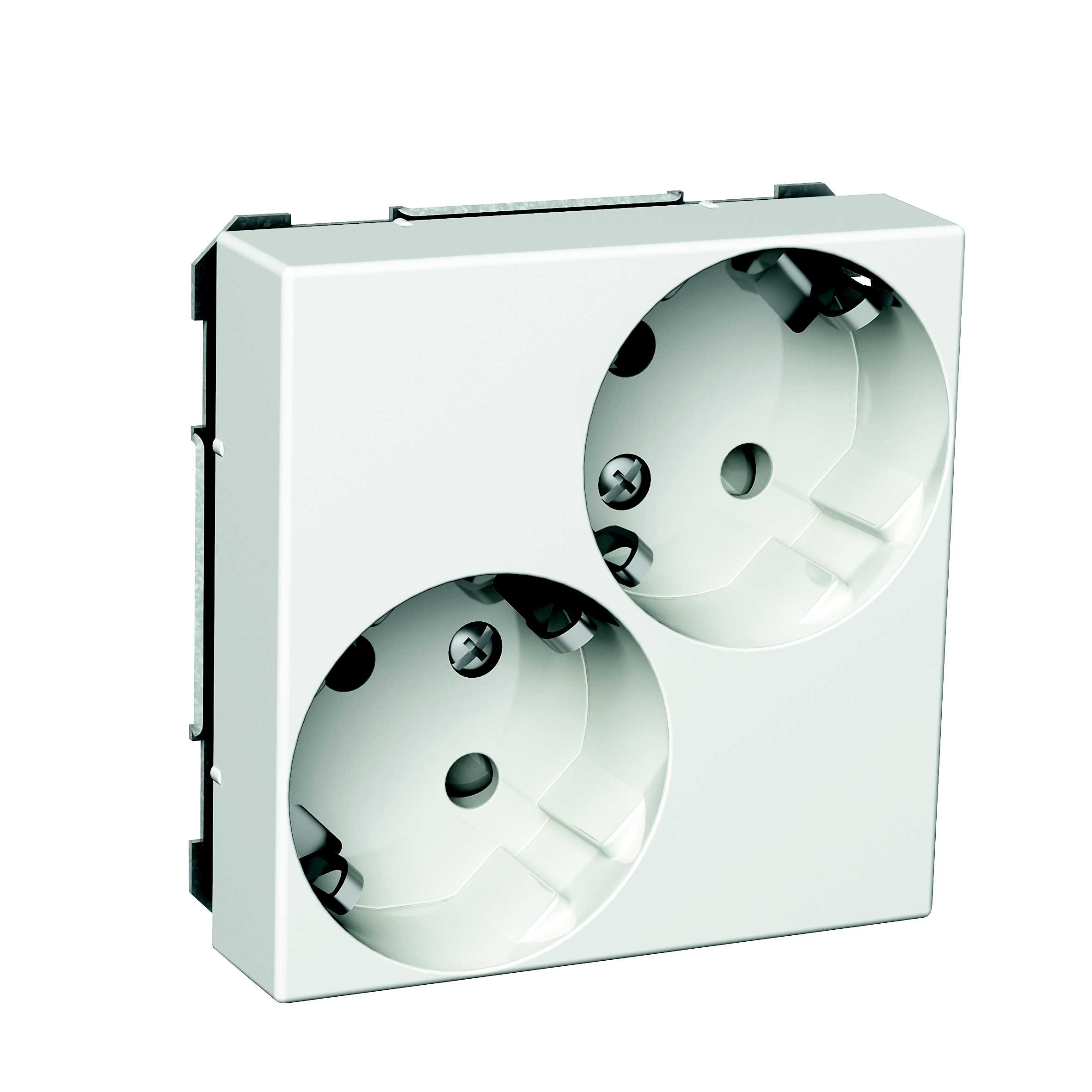 Schneider Electric - Exxact diagonal dobbel stikkontakt m/jord hvit