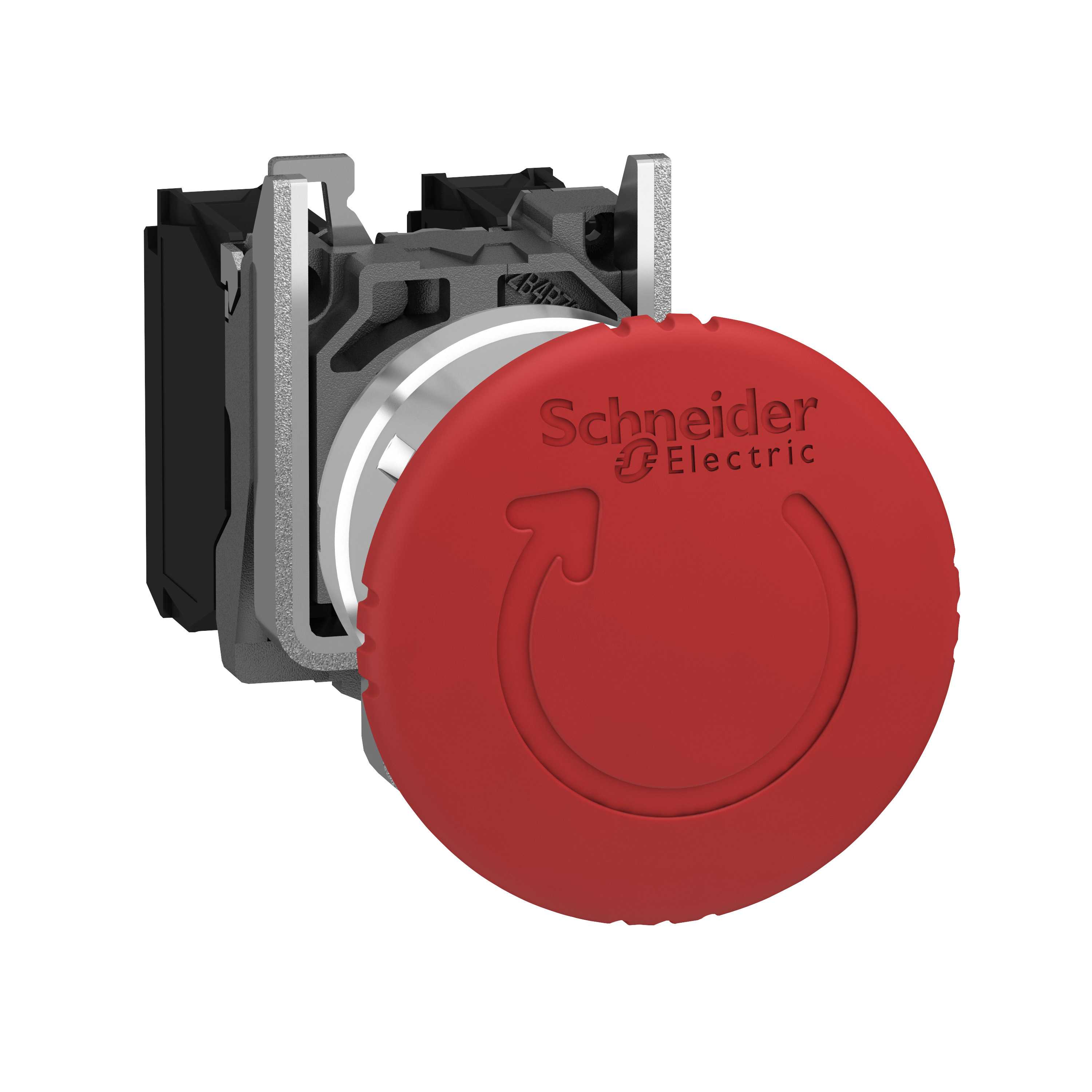 Schneider Electric - Nødstopp komplett med Ø40 mm sopphode i rød farge med trykk/vri funksjon 1xNC