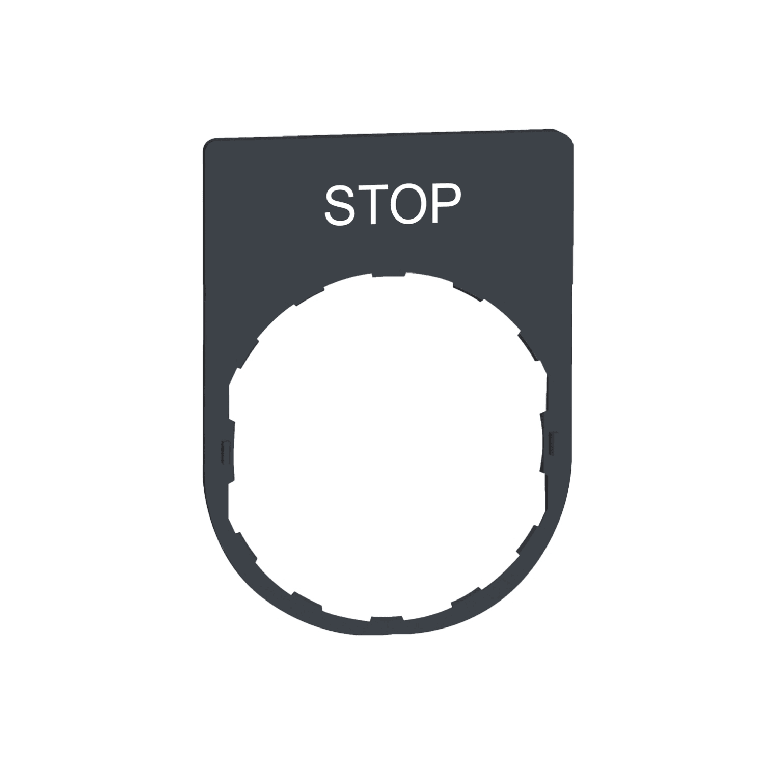 Schneider Electric - Harmony skilt i grå plast 30x40 mm for Ø22 mm trykknapper med "STOP" påtrykt