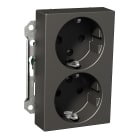 Schneider Electric - Exxact dobbel stikk med jord, barnevern, hurtigklemme, innfelt montering, 16A, IP21 antrasitt