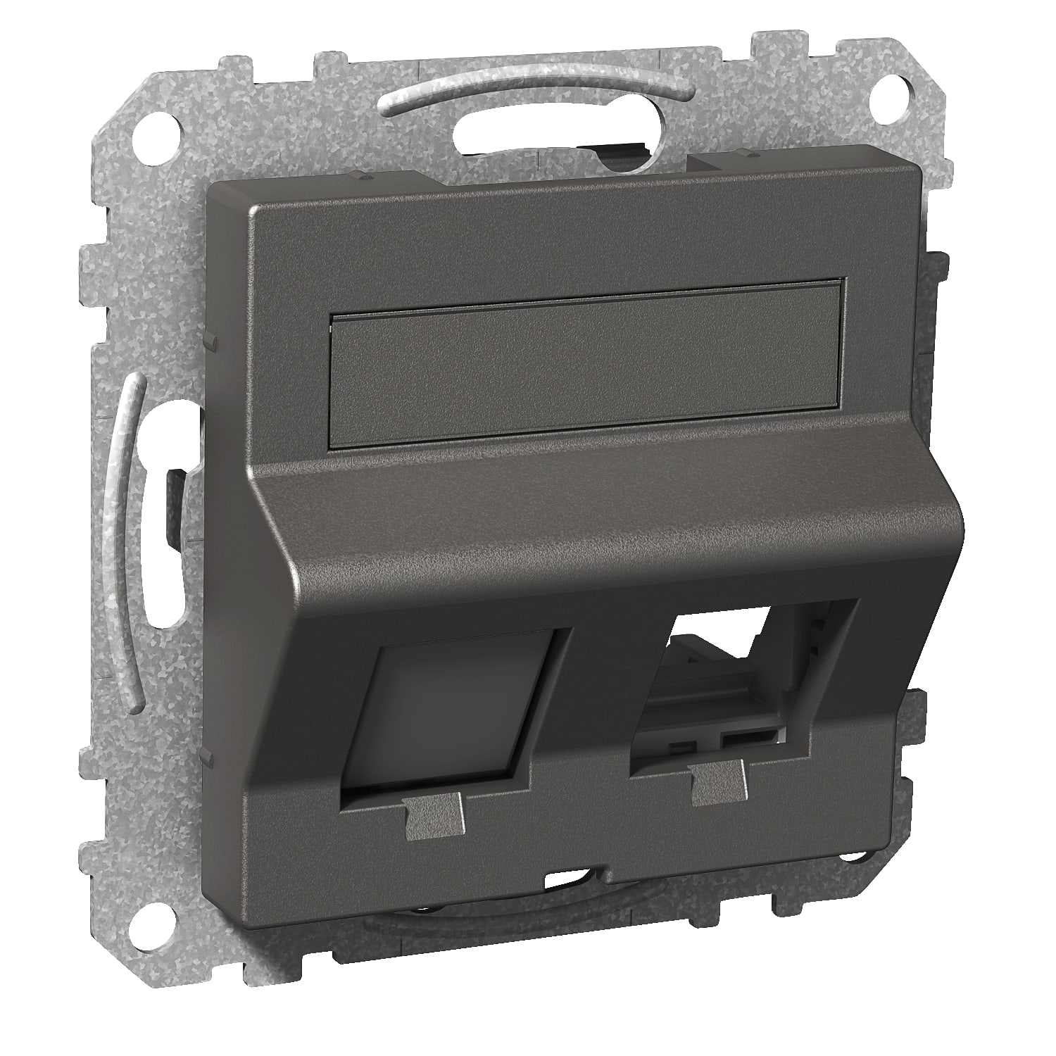 Schneider Electric - Exxact senterplate - universal for  S-One og keystone - for 2 uttak - vinklet - antrasitt