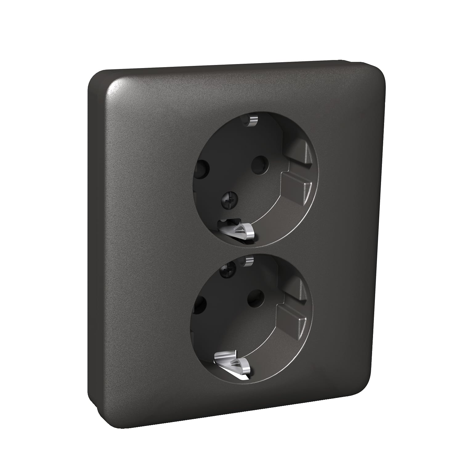 Schneider Electric - Exxact dobbel stikk med jord, barnevern og ramme, hurtigklemme, innfelt montering, 16A IP21 ant