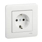 Schneider Electric - Exxact enkel stikk med jord, barnevern og ramme, hurtigklemme, innfelt montering, 16A, IP21 hvit