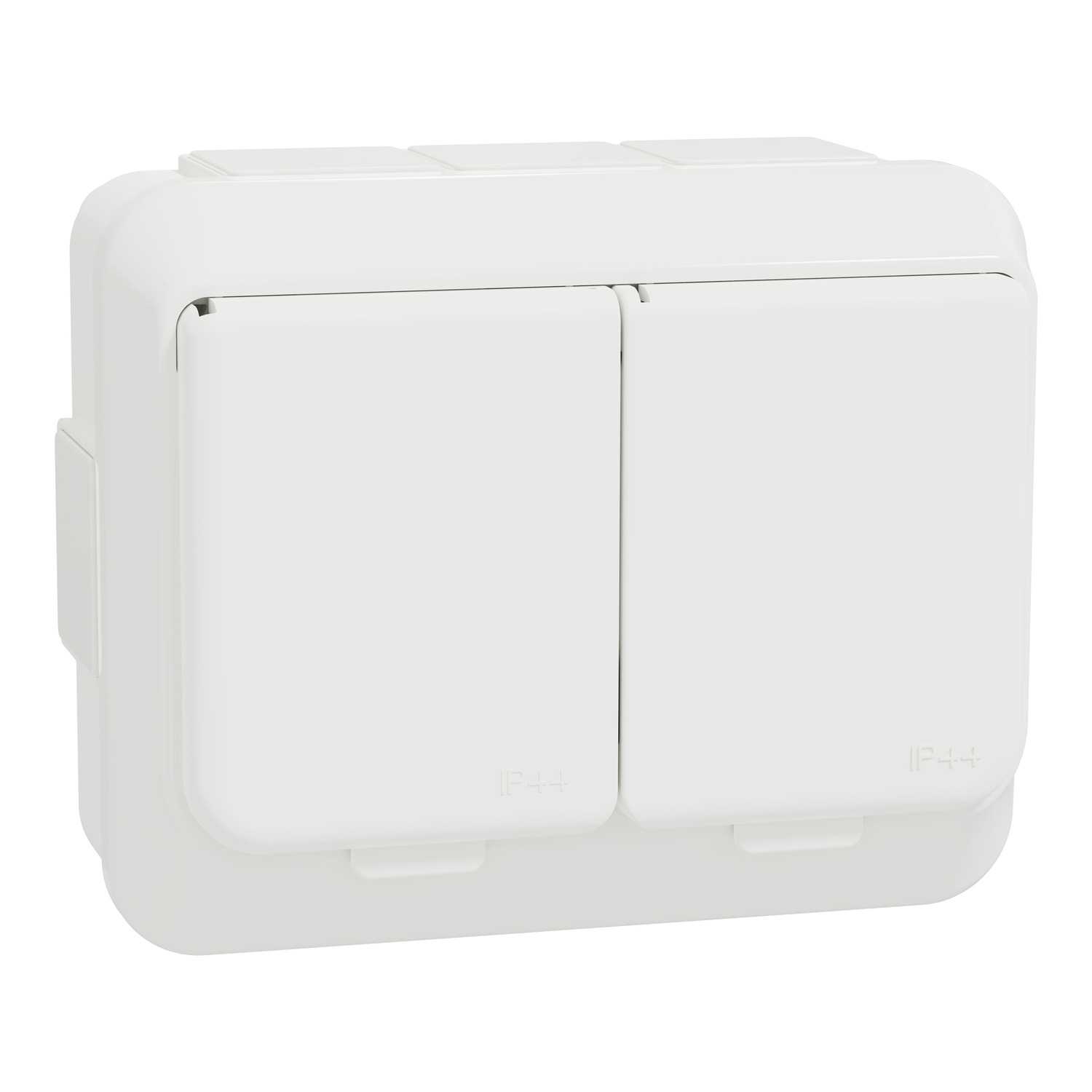 Schneider Electric - Exxact dobbel stikk IP44 for påvegg montasje.