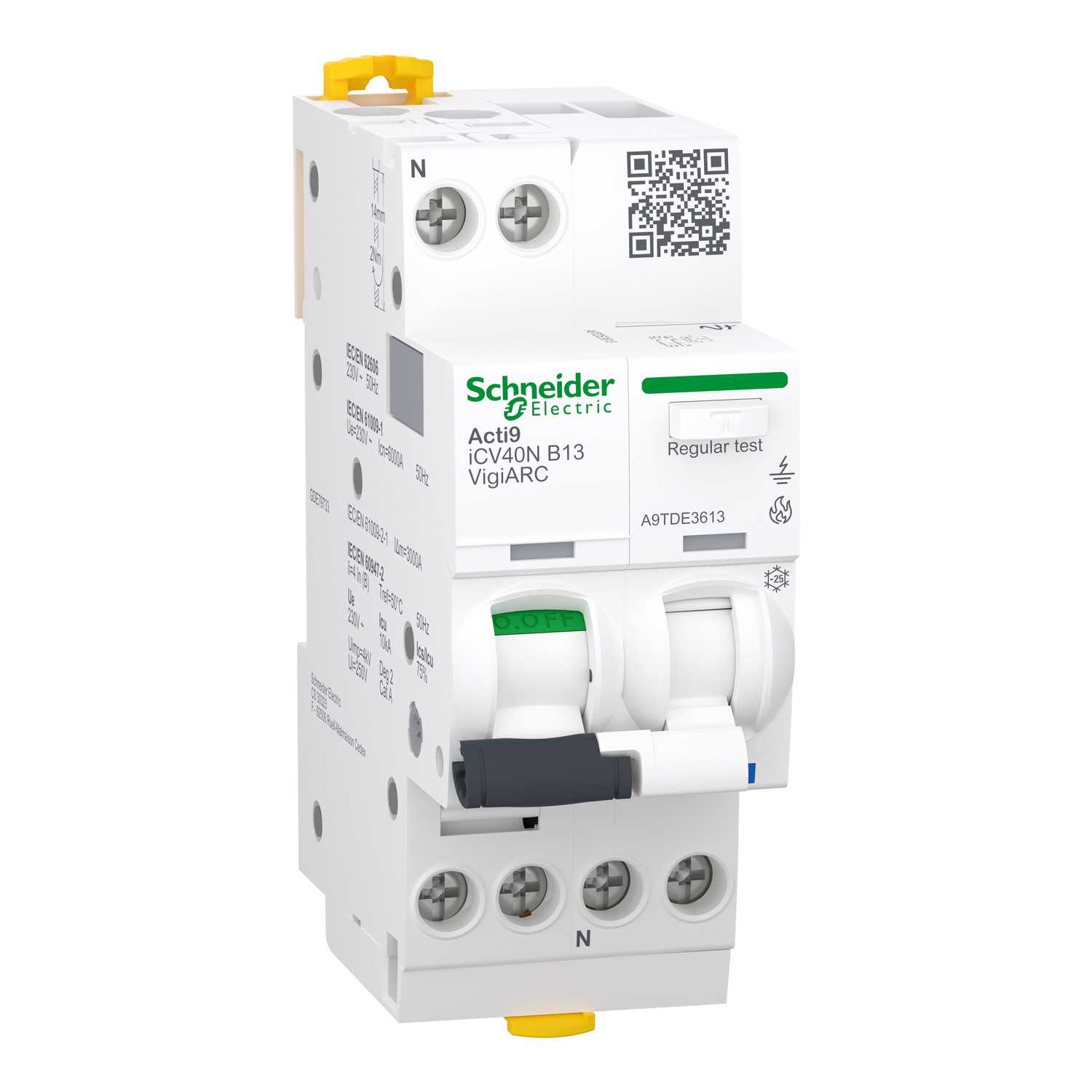 Schneider Electric - Acti 9 Active - Jordfeilautomat - 1pol + N - 13A B - 30mA A-SI typ - I2=1,45
