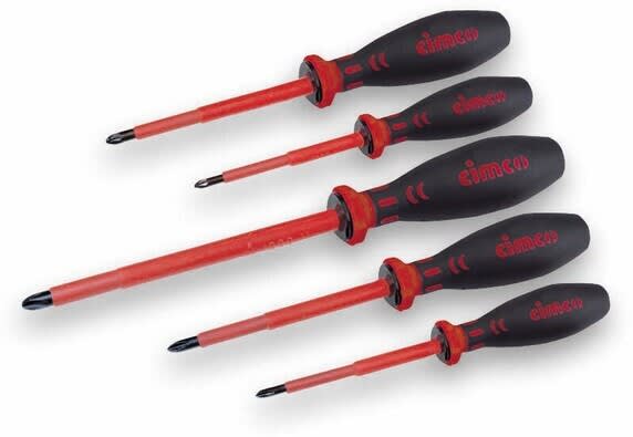 Cimco - 1000V Skrutrekkersett-5 deler. For skruer med spor.