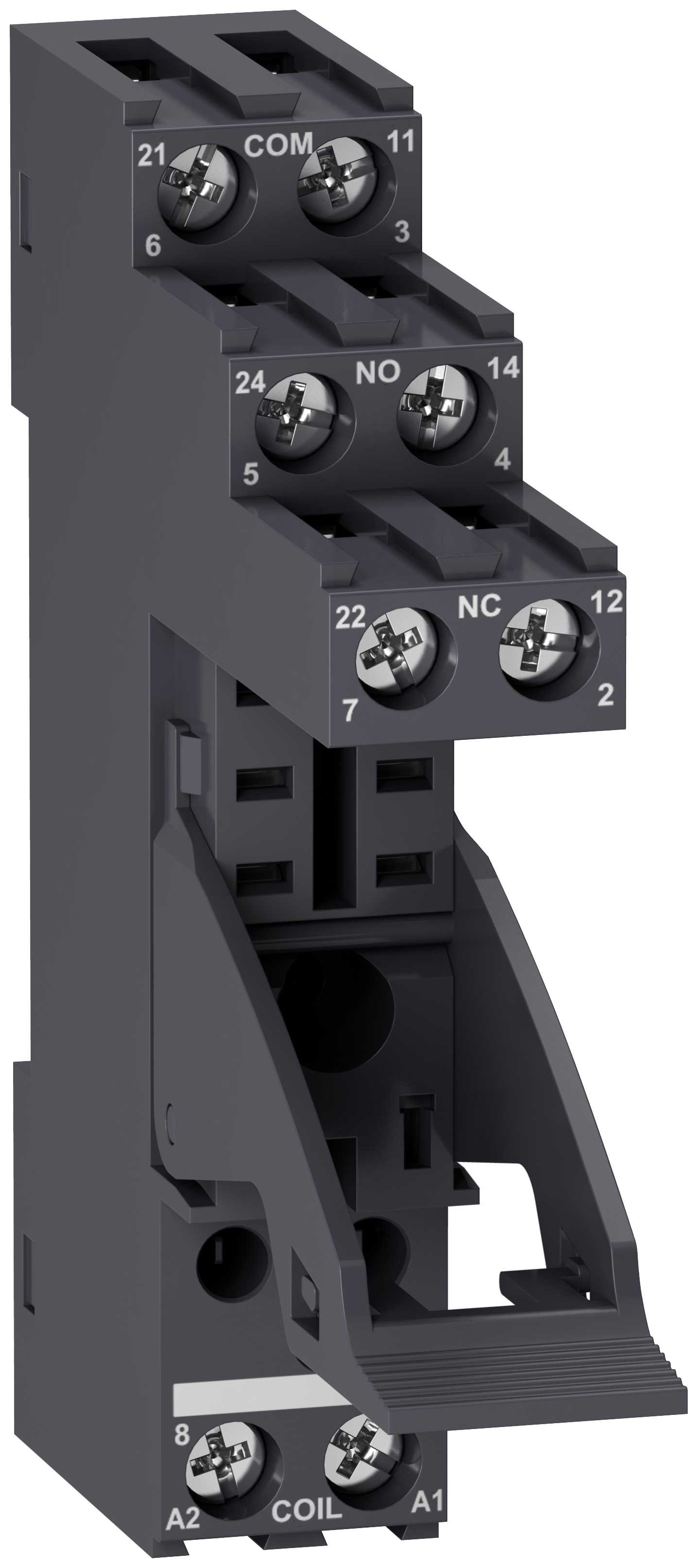 Schneider Electric - Relesokkel for RXG pluggreleer med 2 C/O kontakter og separate terminaler for effekt og forsyning