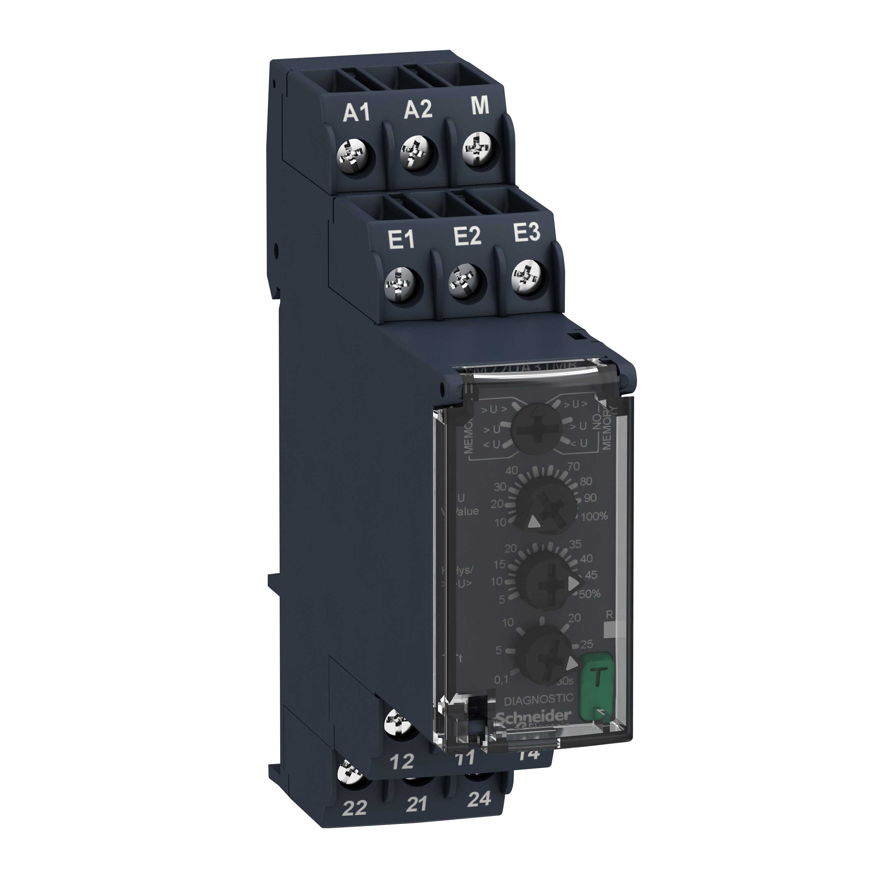 Schneider Electric - Kontrollrelé for under-/overspenning 50mV..5V AC/DC 2 C/O 8A 24-240 VAC/DC