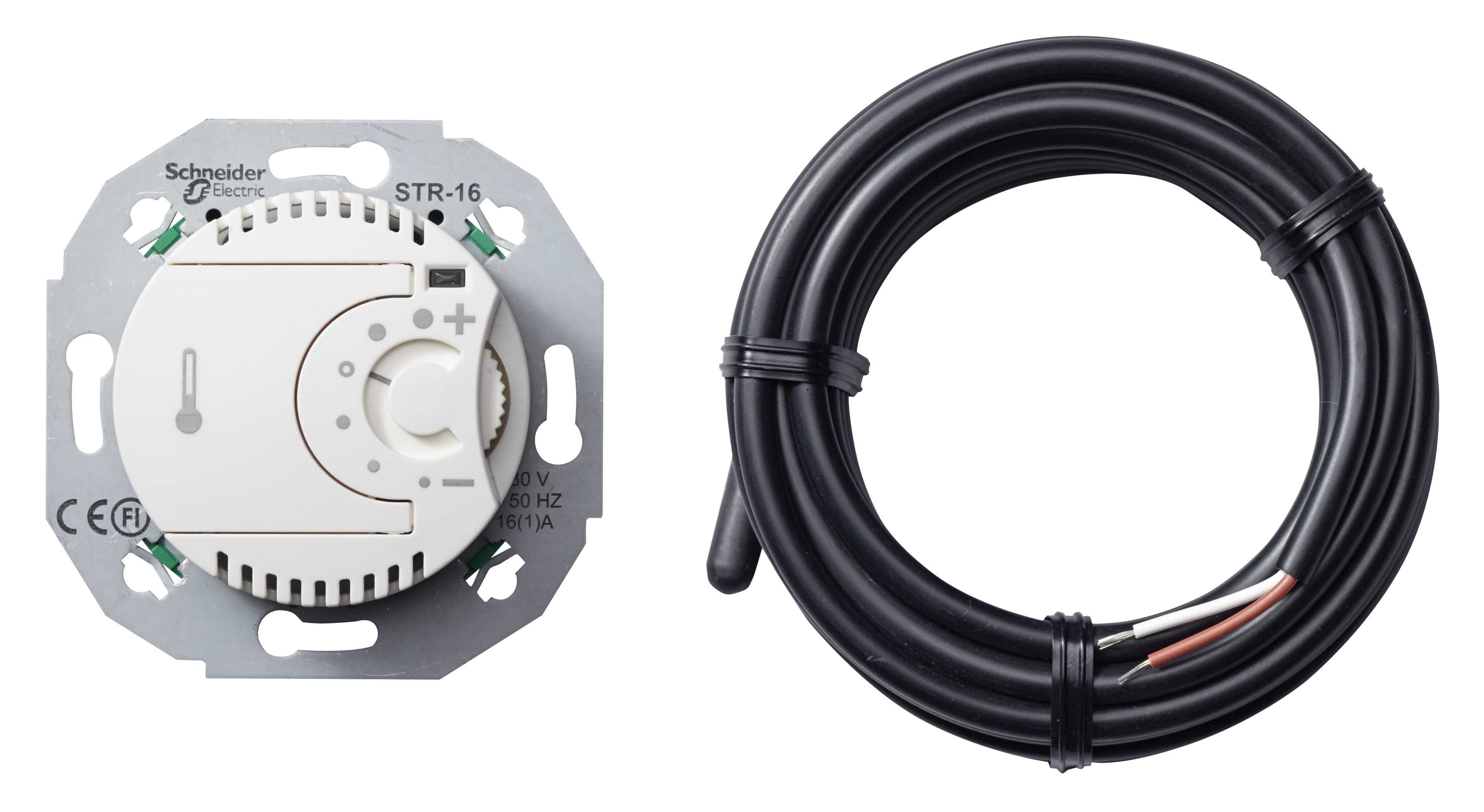 Schneider Electric - Renova - Termostat, med gulvføler 16A - Hvit