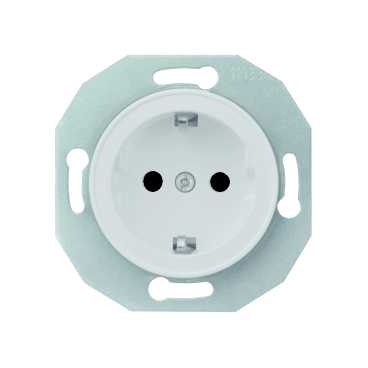 Schneider Electric - Renova enkeltstikk med jord - 16A - 250V - Hvit