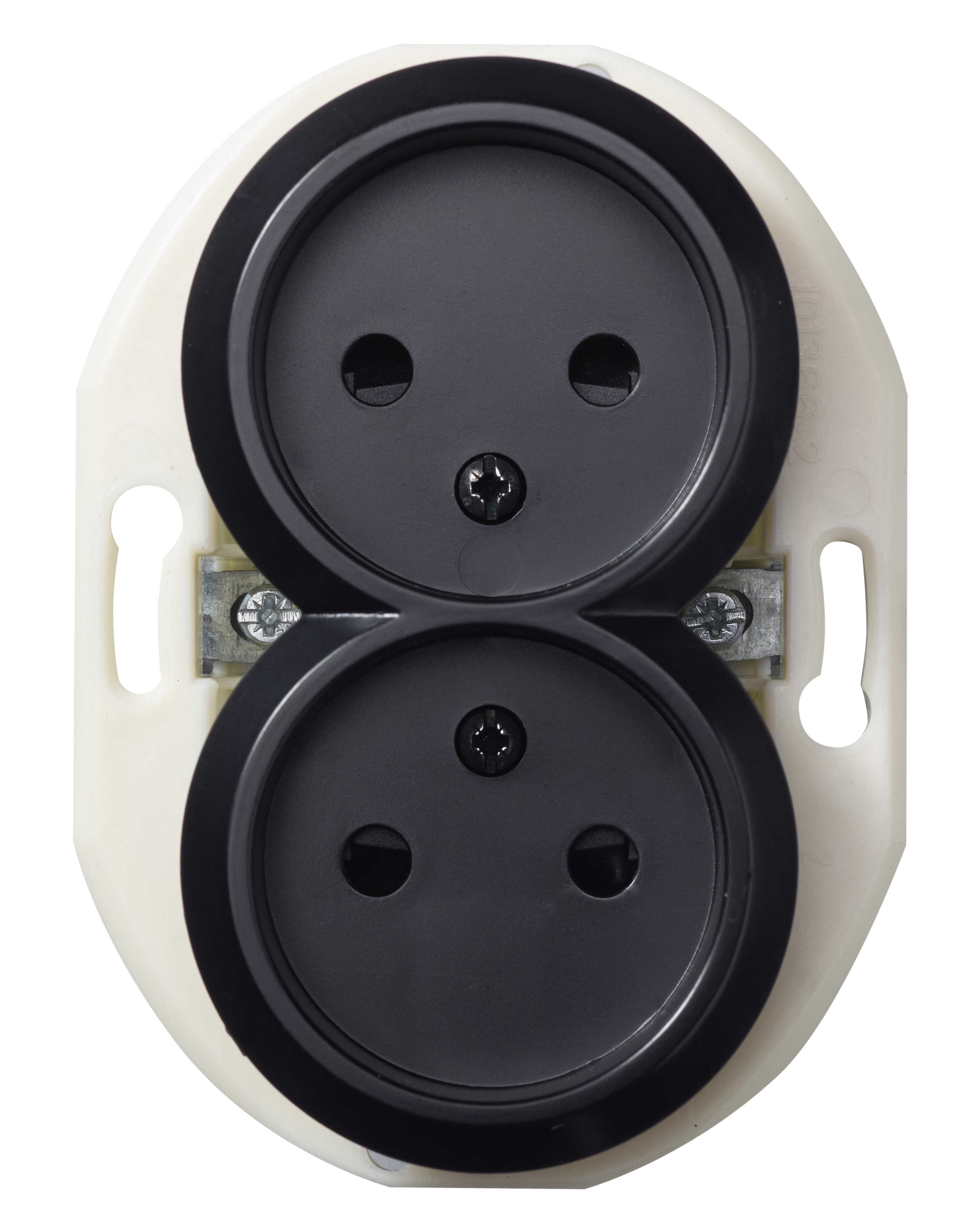 Schneider Electric - Renova - Dobbel stikk uten jord og barnevern - Sort