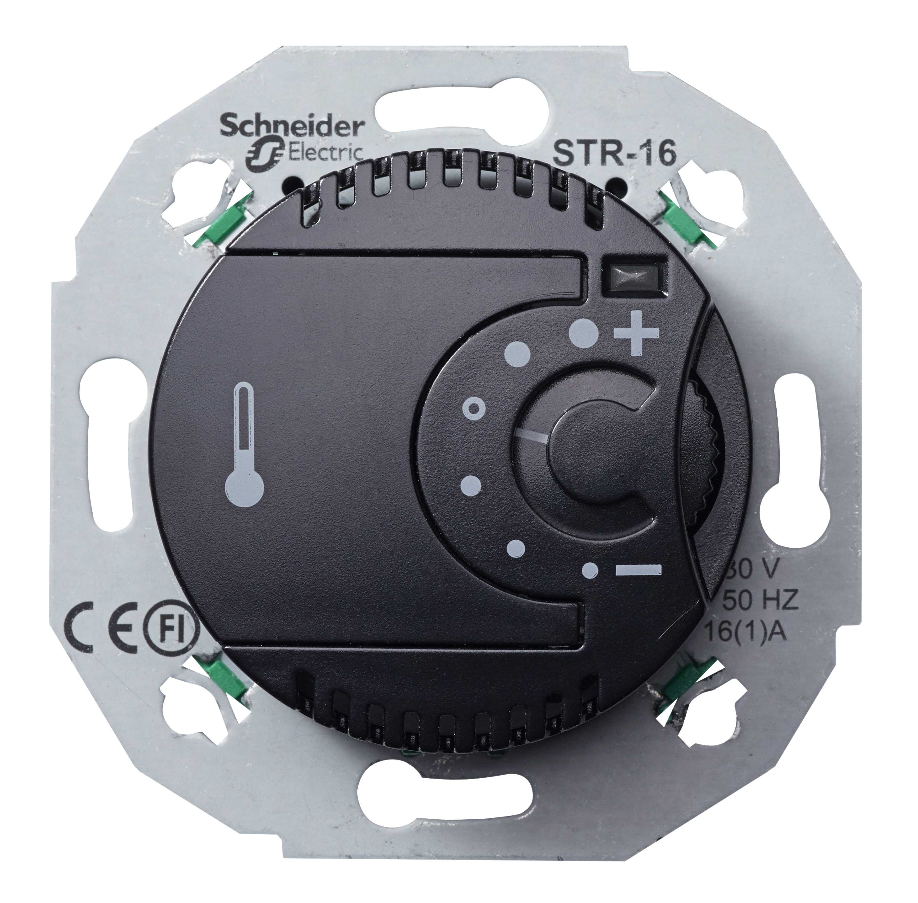 Schneider Electric - Renova - Termostat, med romføler 16A - Sort